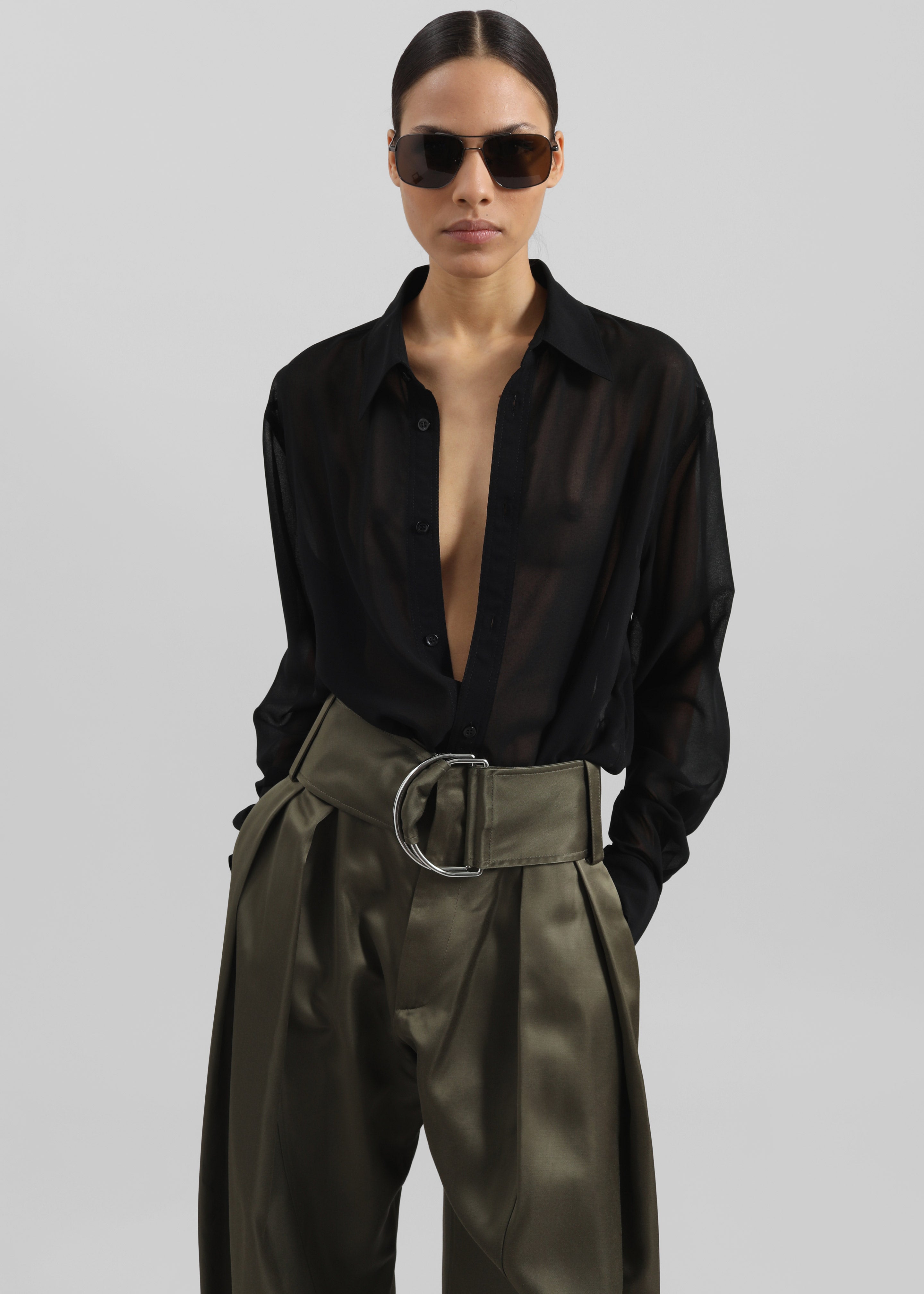 LOUIS GABRIEL NOUCHI シャツ RAF SIMONS Louis Gabriel Nouchi Classic Transparent Shirt - Black – The