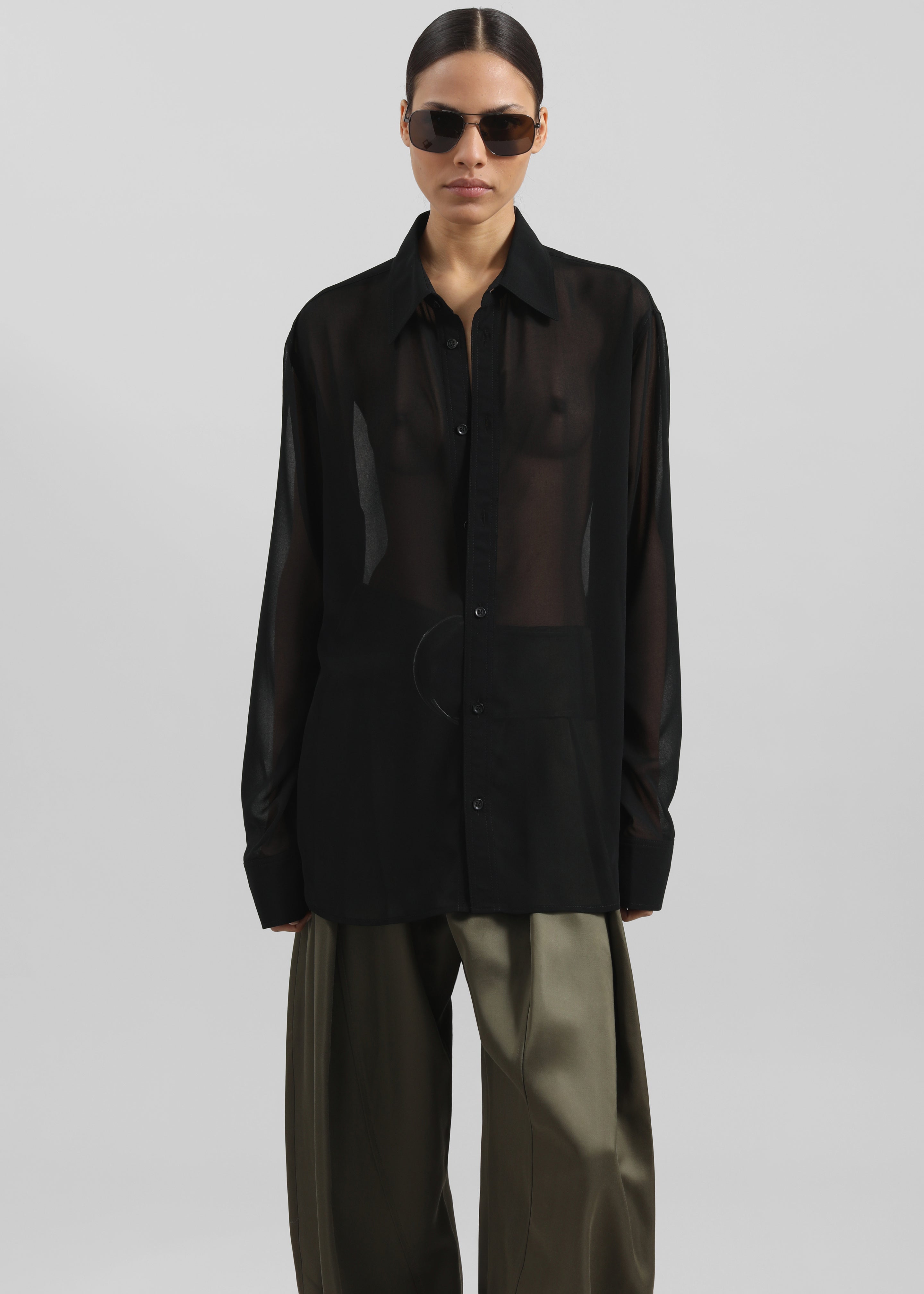 LOUIS GABRIEL NOUCHI シャツ RAF SIMONS Louis Gabriel Nouchi Classic Transparent Shirt - Black – The