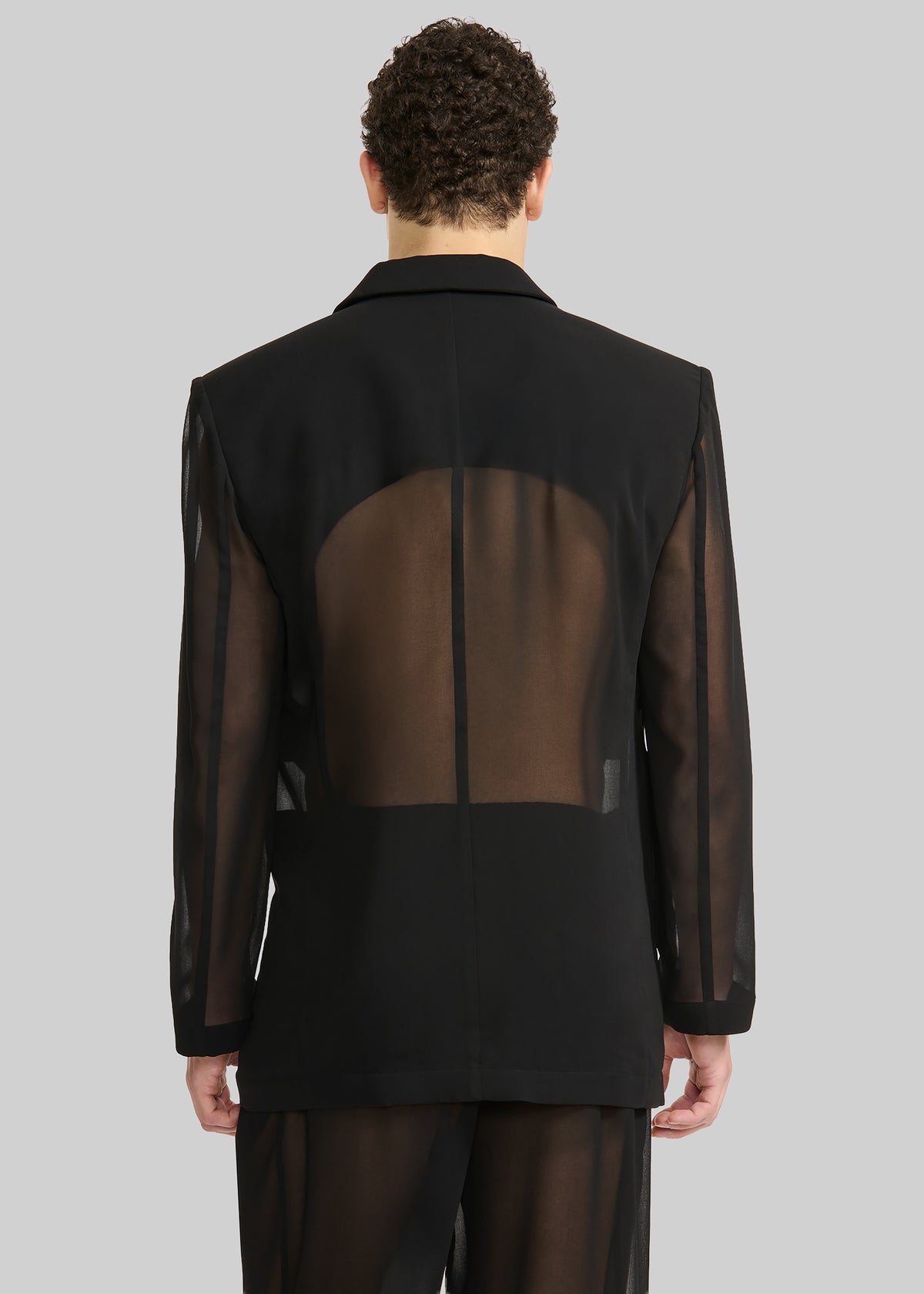 Louis Gabriel Nouchi 4-Button Double-Breasted Sheer Jacket - Black - 7