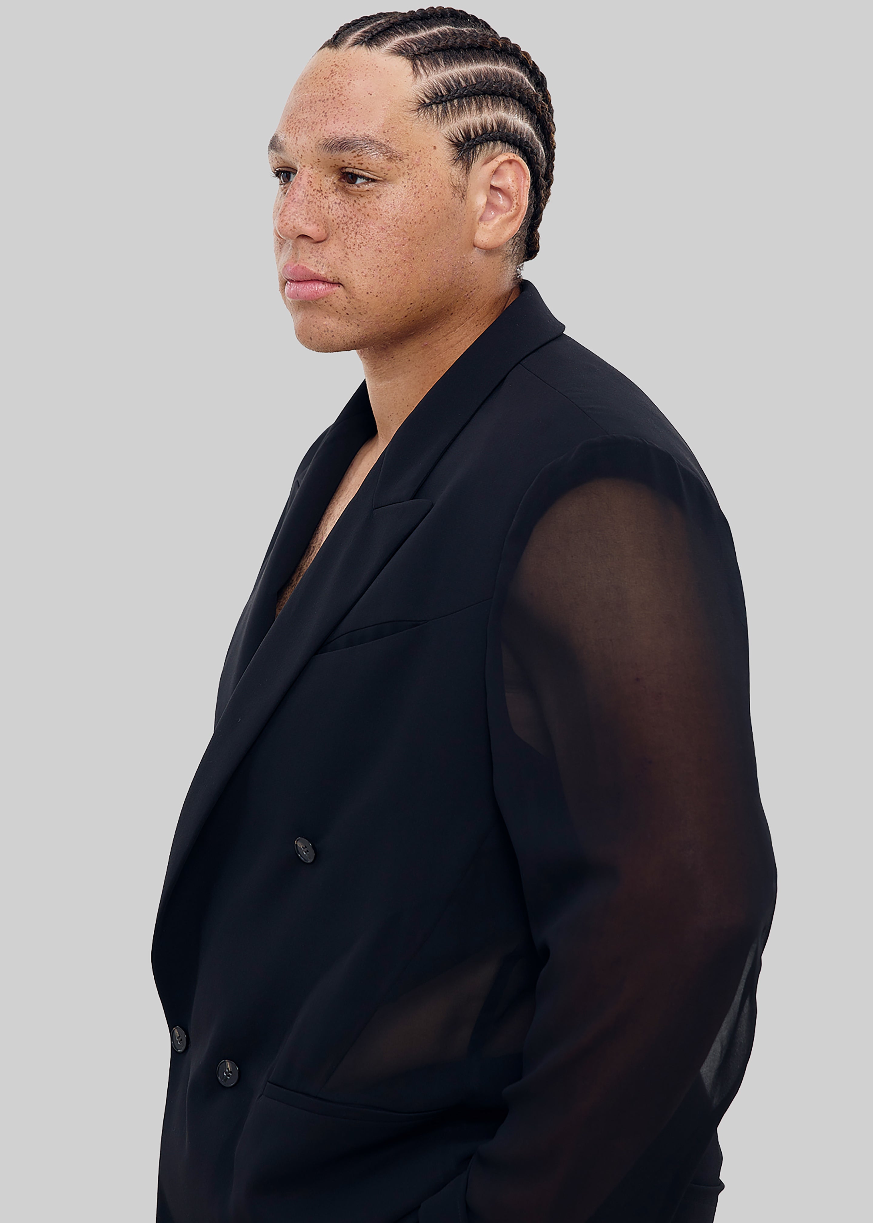 Louis Gabriel Nouchi 4-Button Double-Breasted Sheer Jacket - Black - 6