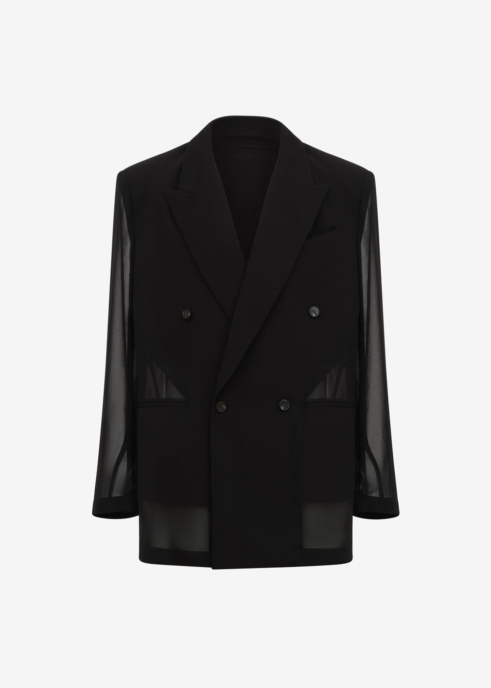 Louis Gabriel Nouchi 4-Button Double-Breasted Sheer Jacket - Black - 1