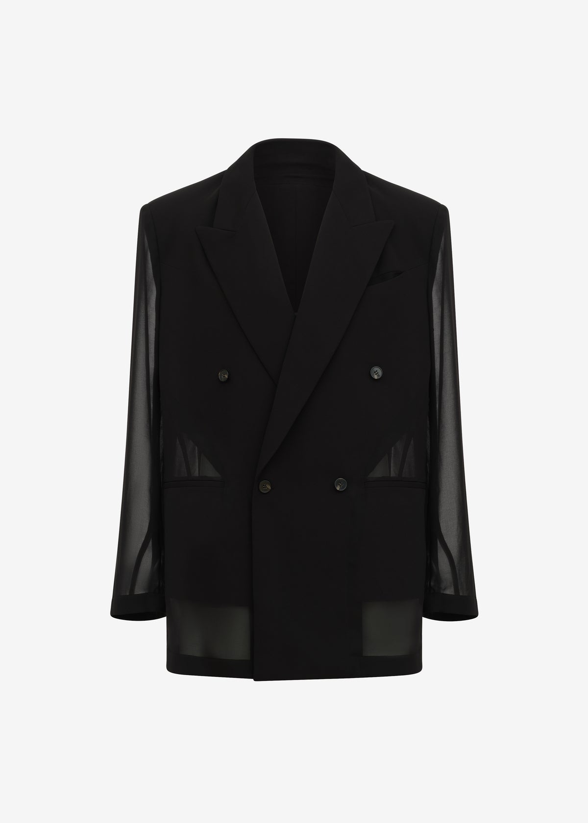 Louis Gabriel Nouchi 4-Button Double-Breasted Sheer Jacket - Black - 8