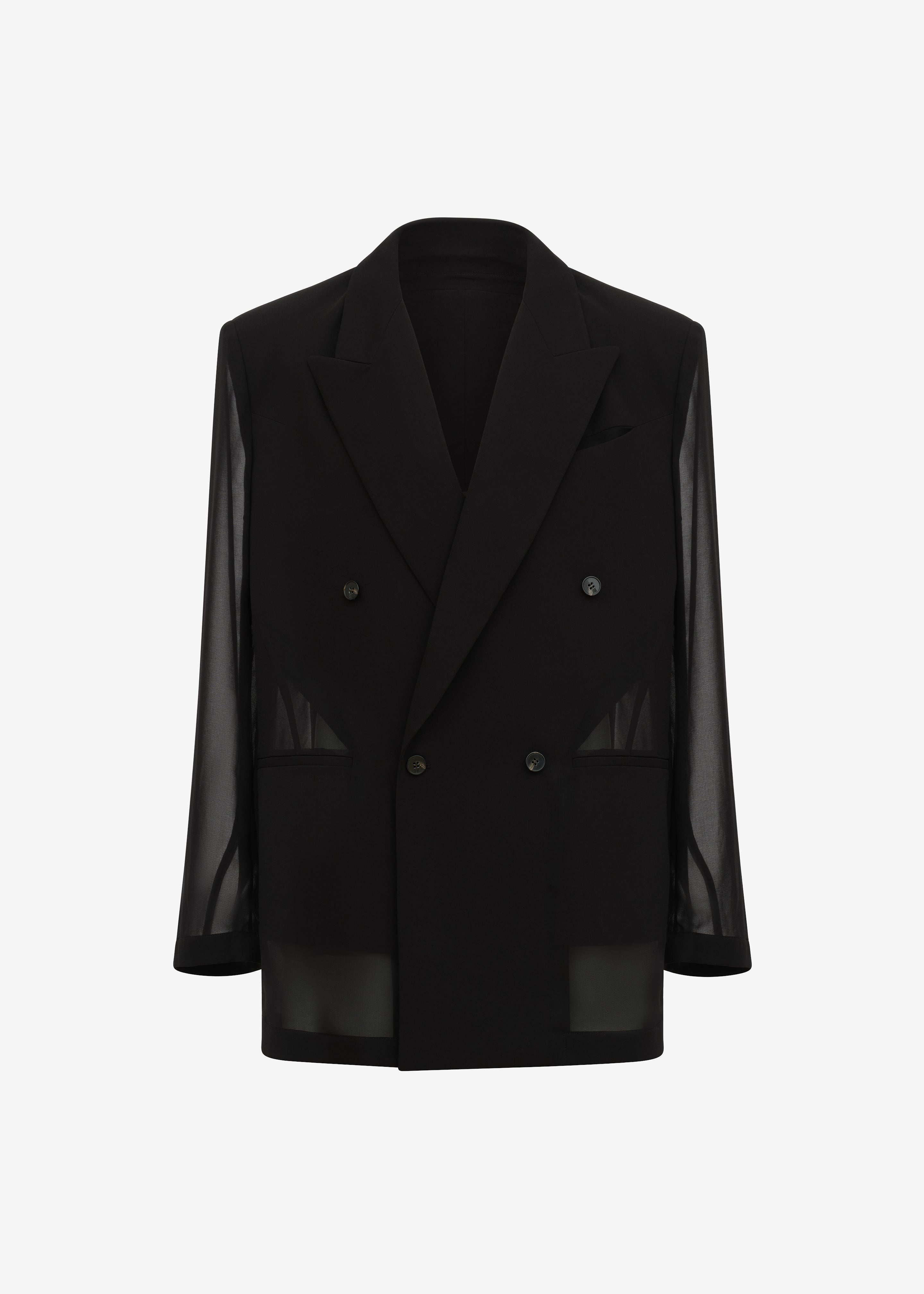 Louis Gabriel Nouchi 4-Button Double-Breasted Sheer Jacket - Black - 8