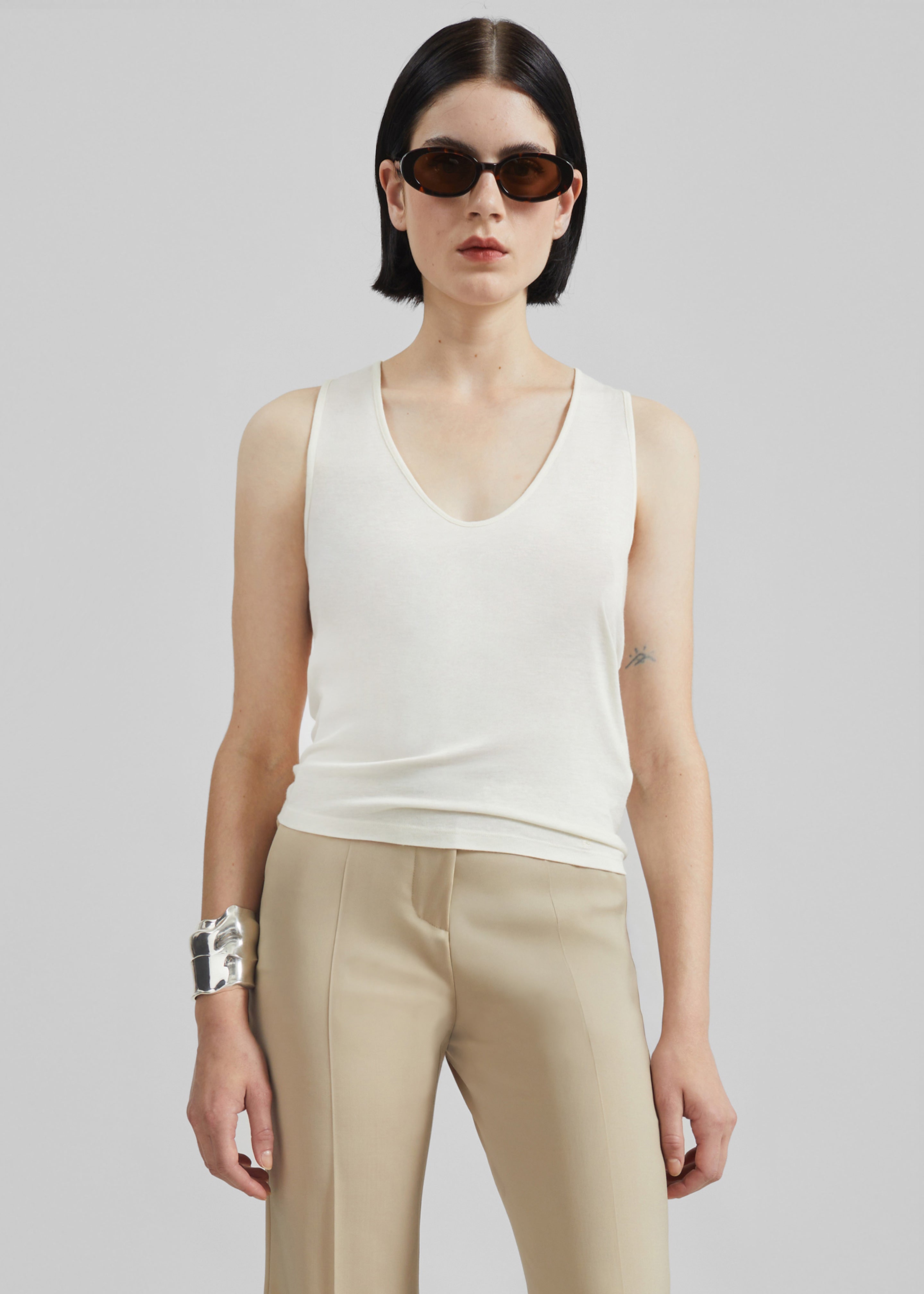 Loulou de Saison Albia LDS Tank Top - Ivory - 1