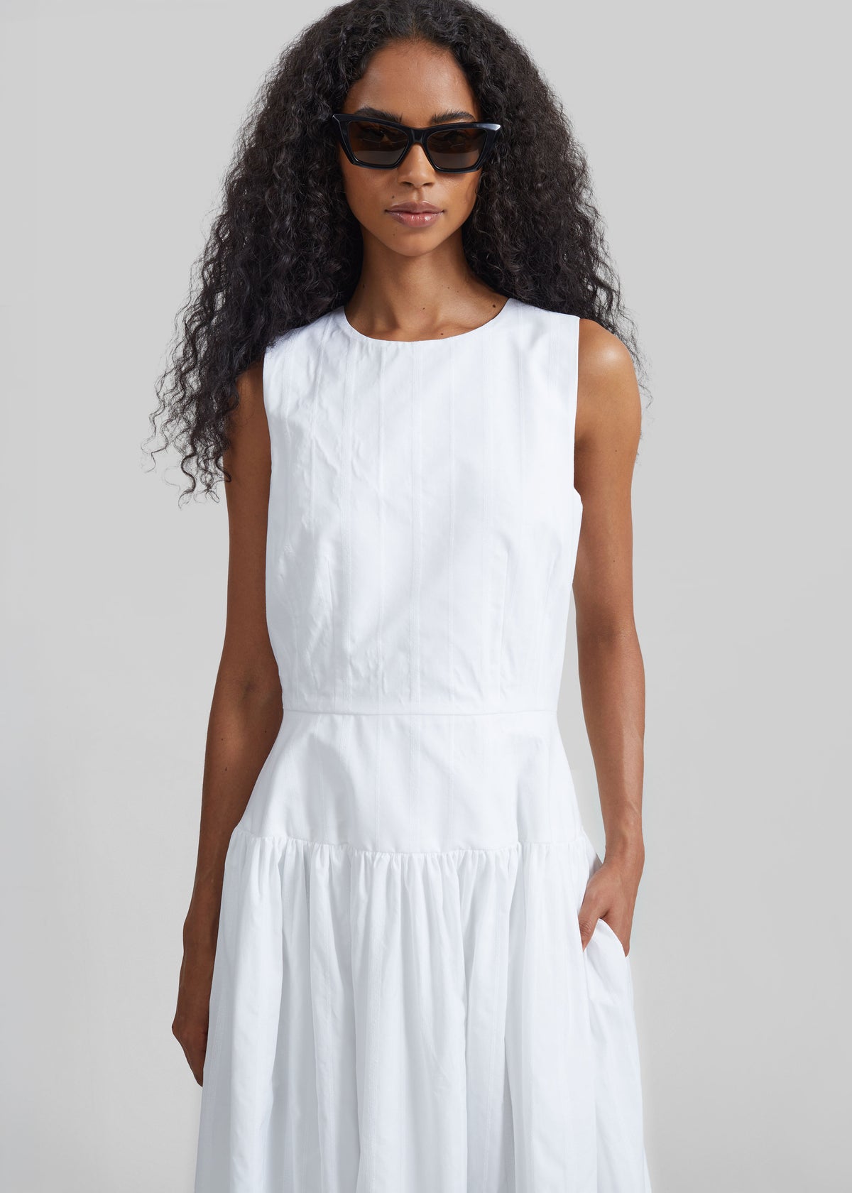 Loulou de Saison Ama Flared Dress - White/White - 3