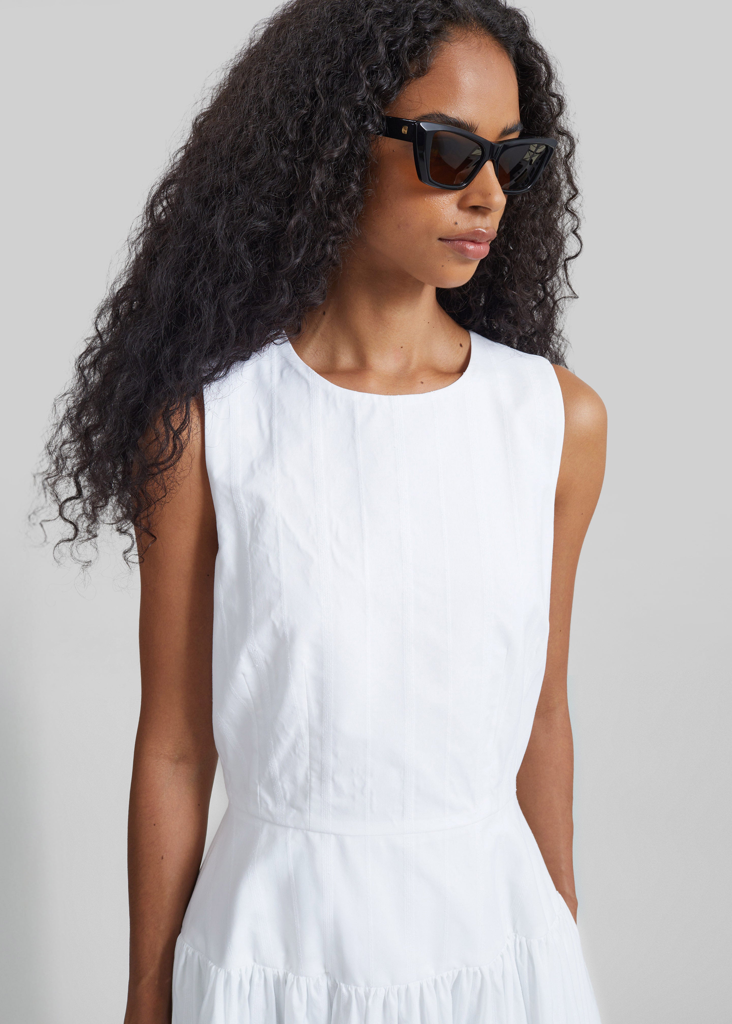 Loulou de Saison Ama Flared Dress - White/White - 5