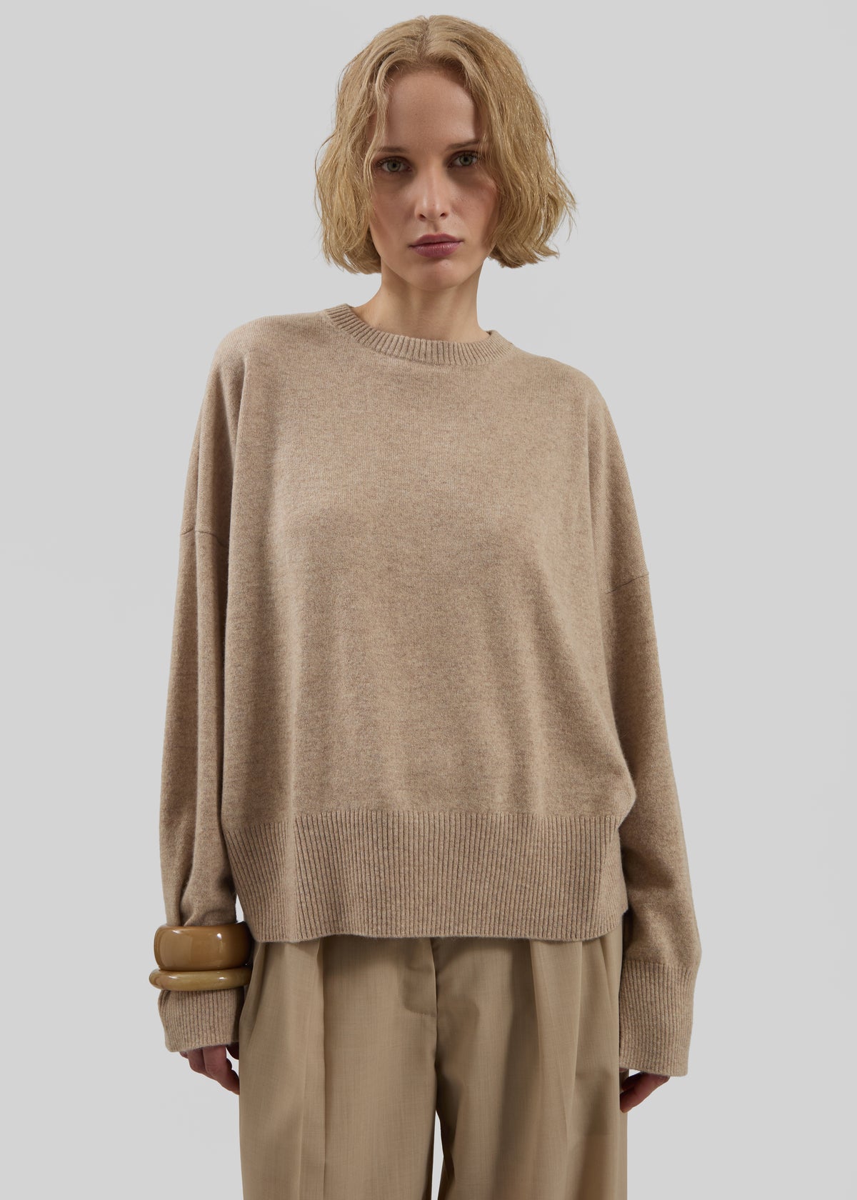 Loulou de Saison Anaa Cashmere Sweater - Beige Melange - 1