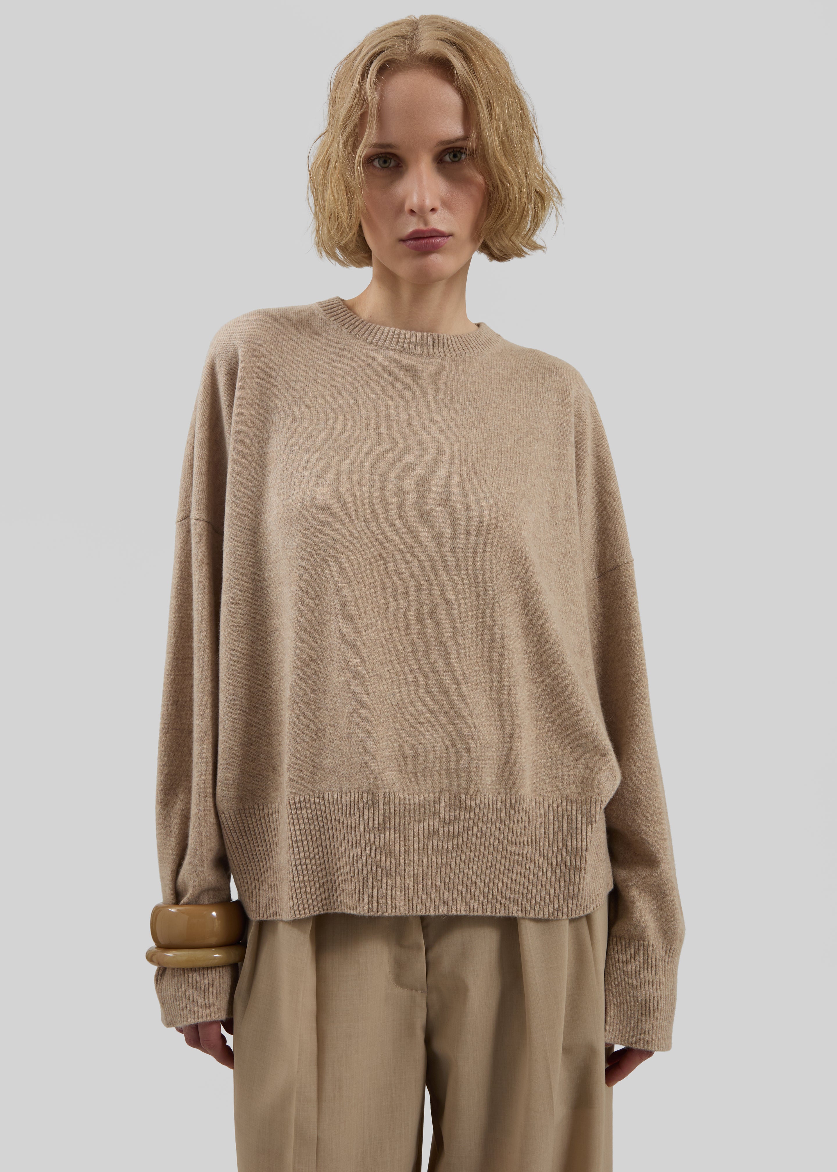 Loulou de Saison Anaa Cashmere Sweater - Beige Melange - 1