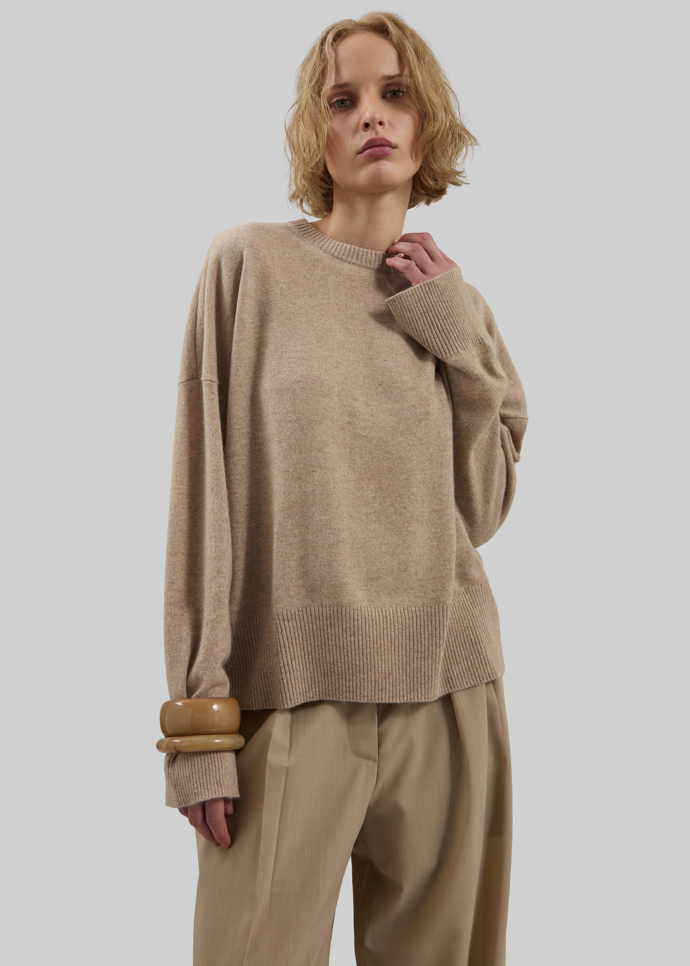 Loulou de Saison Anaa Cashmere Sweater - Beige Melange - 4