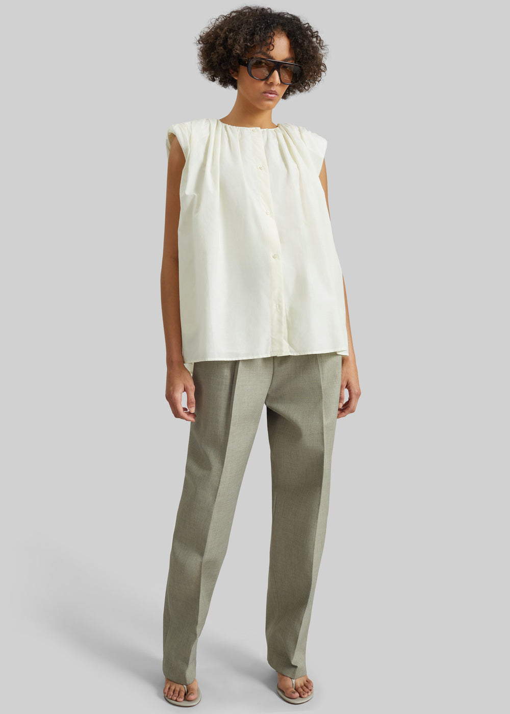 Loulou de Saison Anca Gathered Blouse - Ivory - 1