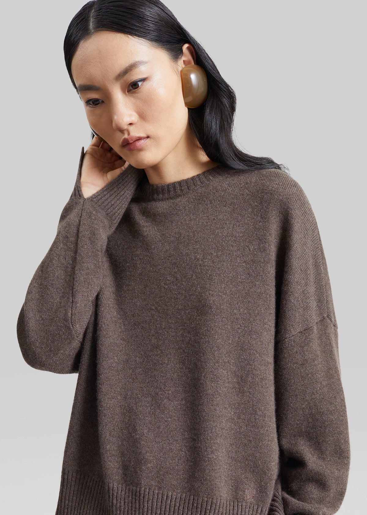 Loulou de Saison Anton Lds Crewneck Sweater - Coffee