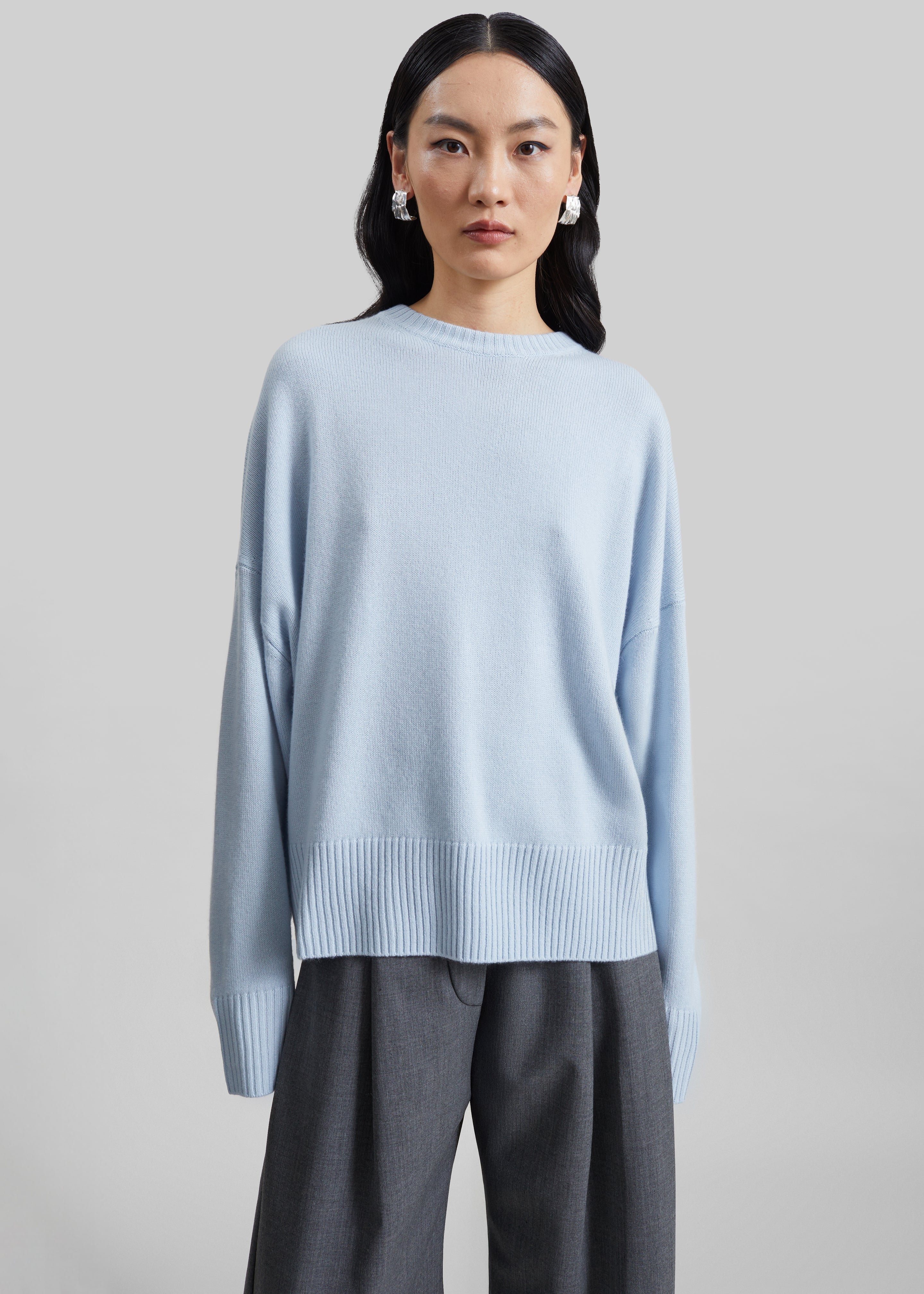 Loulou de Saison Anton Lds Crewneck Sweater - Light Blue - 4