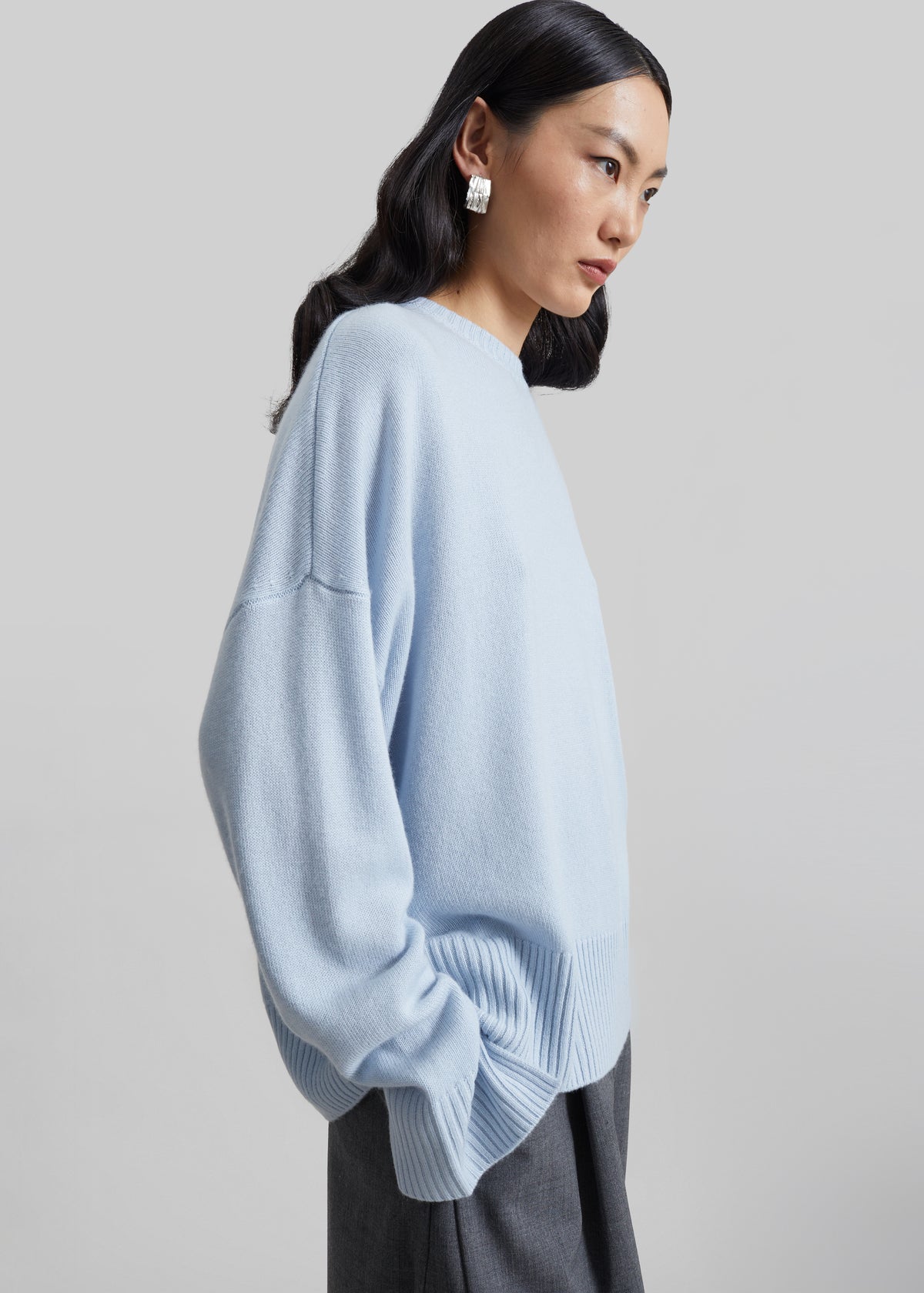 Loulou de Saison Anton Lds Crewneck Sweater - Light Blue - 5