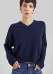 Loulou de Saison Anzor Lds V-Neck Sweater - Navy