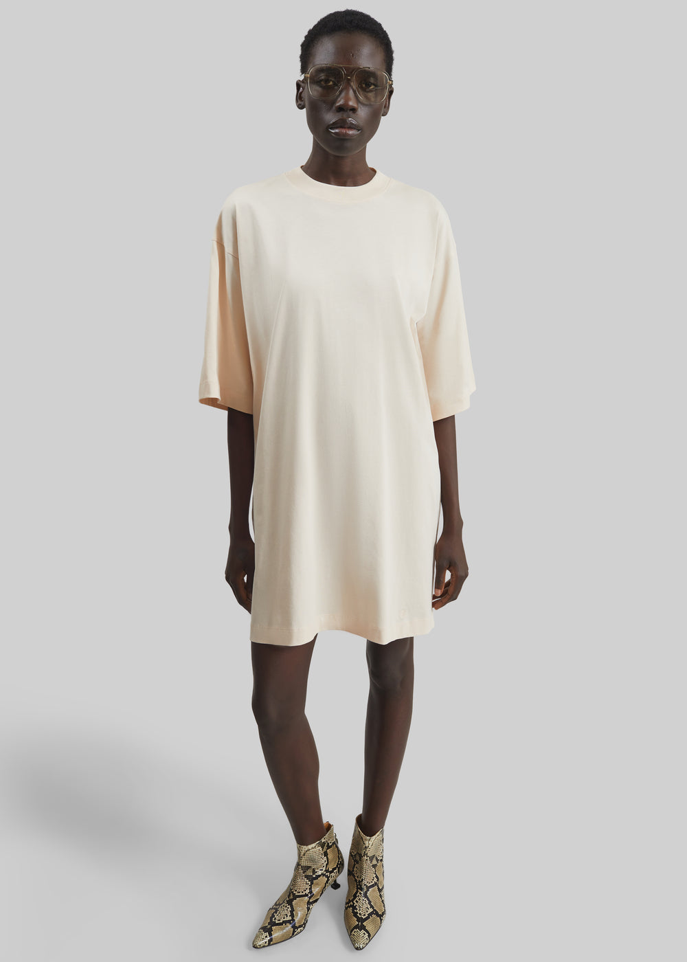 Loulou de Saison Ayaz Oversized T-Shirt Dress - Cream Rose