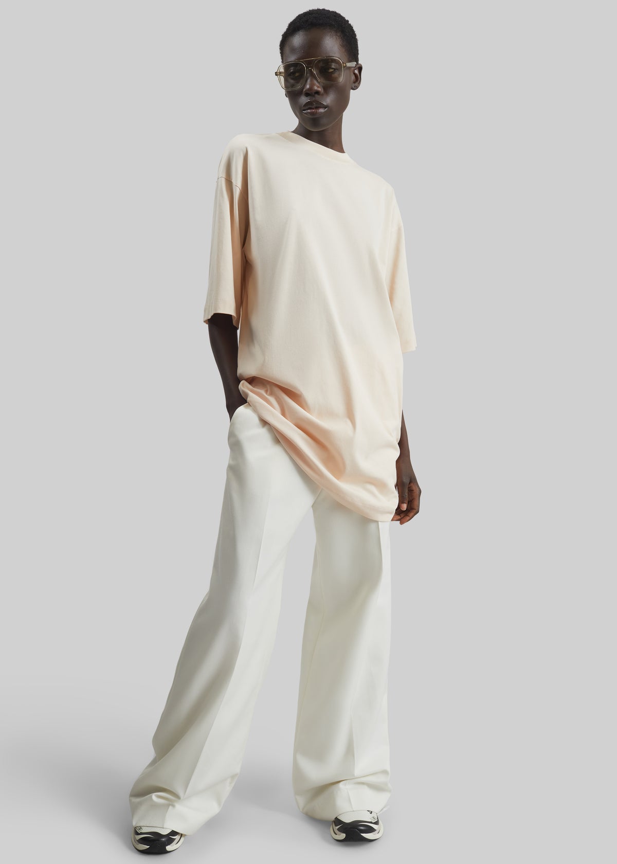 Loulou de Saison Ayaz Oversized T-Shirt Dress - Cream Rose - 4
