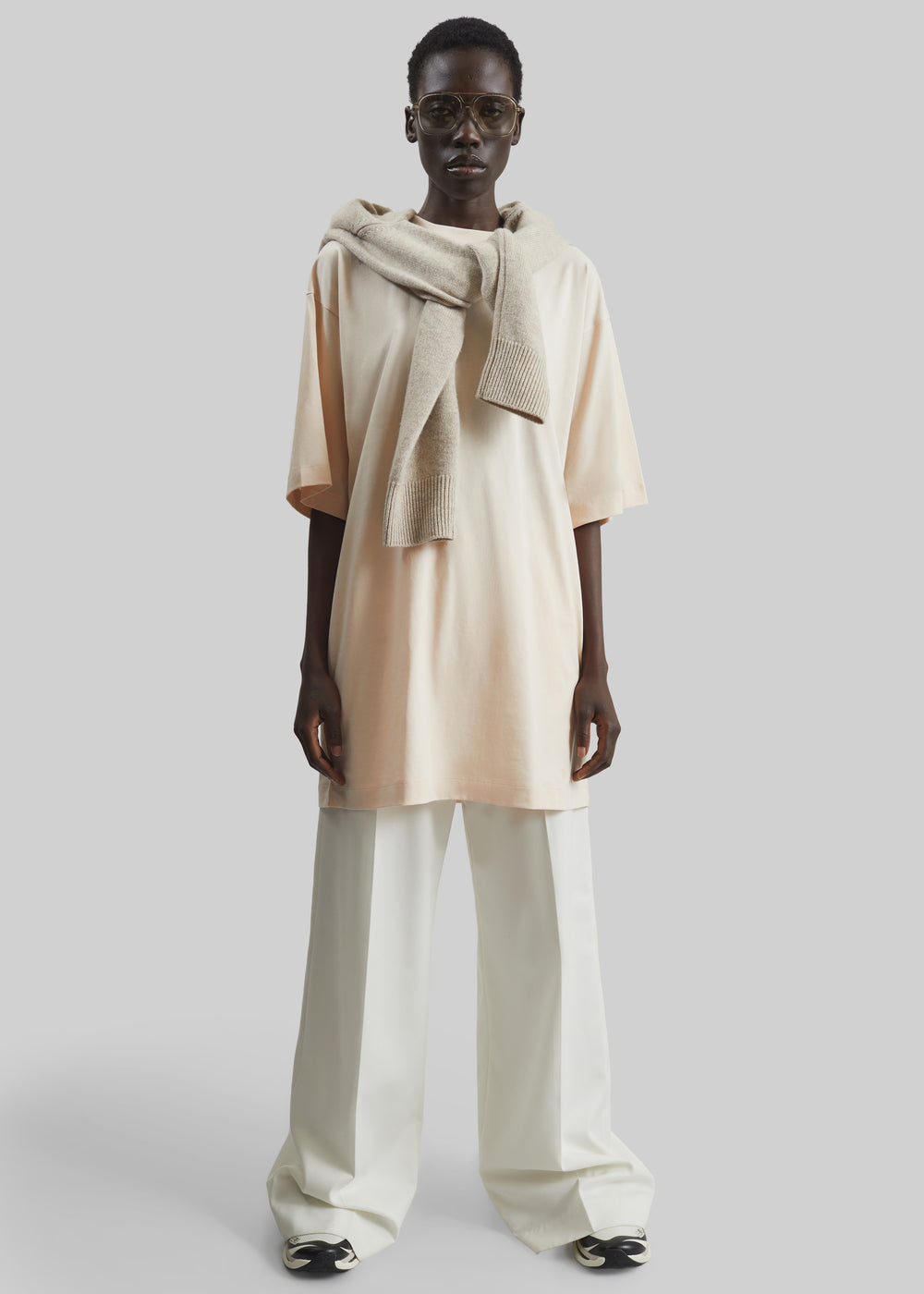 Loulou de Saison Ayaz Oversized T-Shirt Dress - Cream Rose - 1