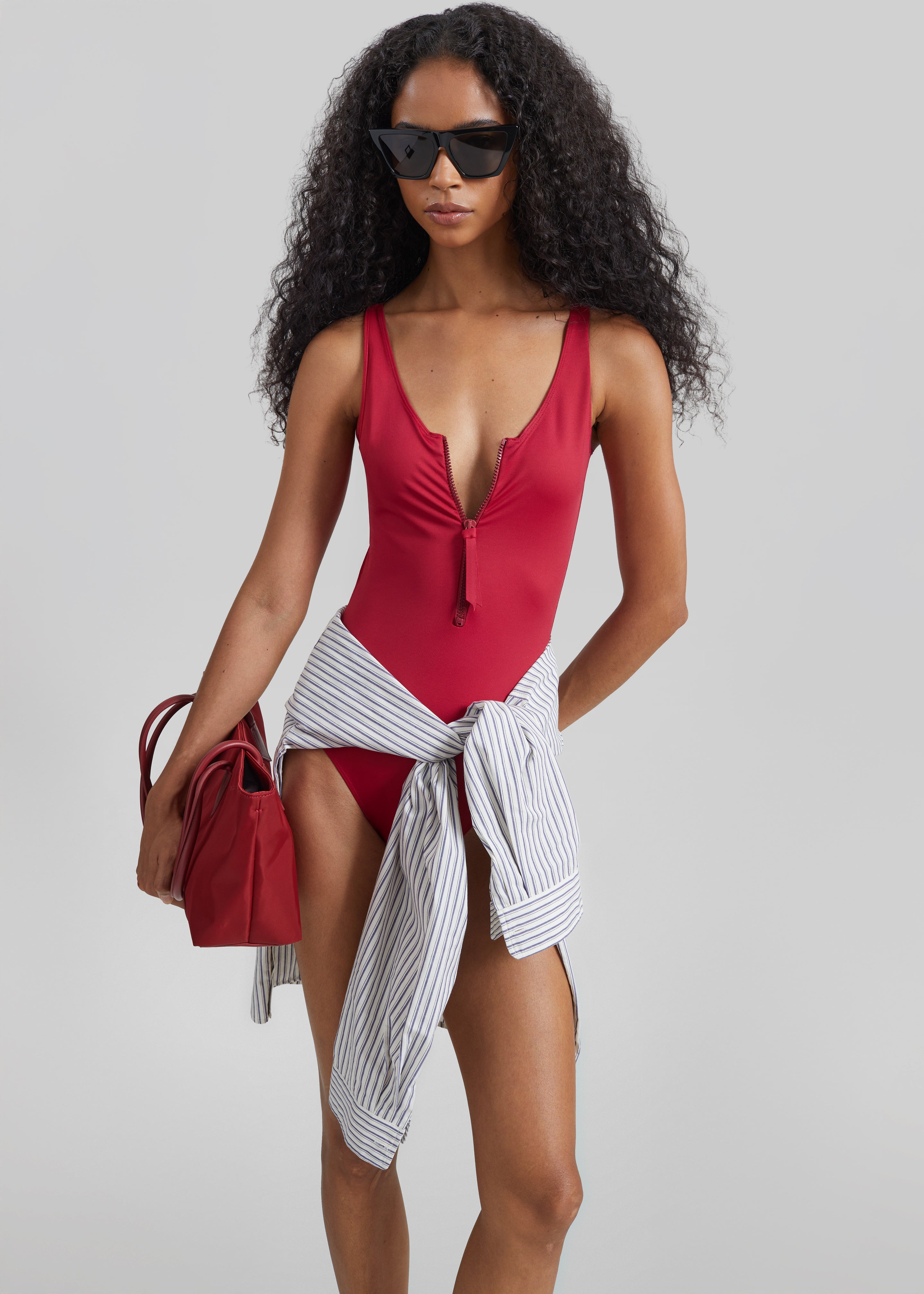 Loulou de Saison Balti Classic Zip Swimsuit - Red - 1