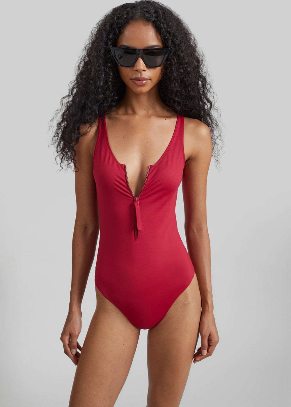 Loulou de Saison Balti Classic Zip Swimsuit - Red - 1