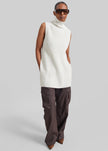 Loulou de Saison Becca Stand Collar Sweater Vest - Ivory