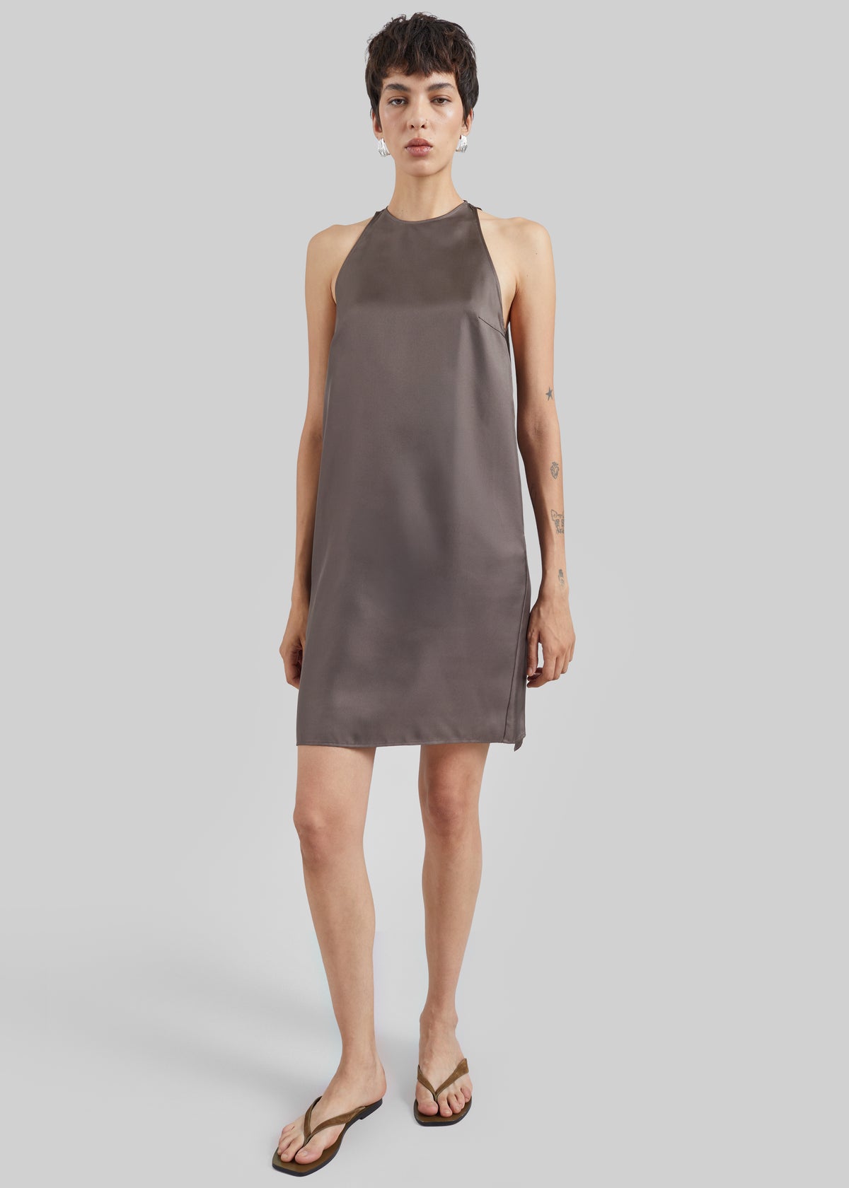 Loulou de Saison Bruna Cape Dress - Dark Brown - 1