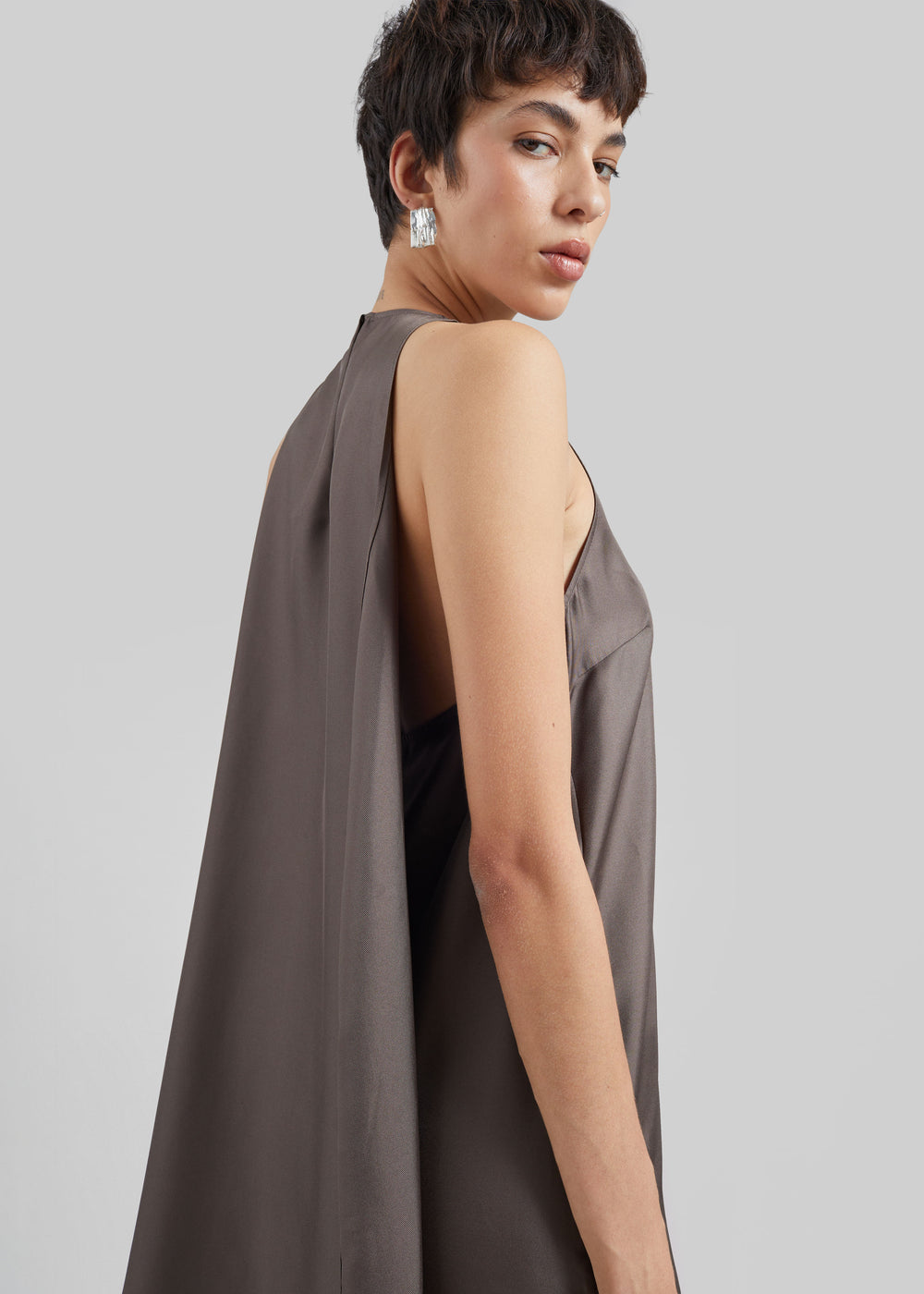 Loulou de Saison Bruna Cape Dress - Dark Brown