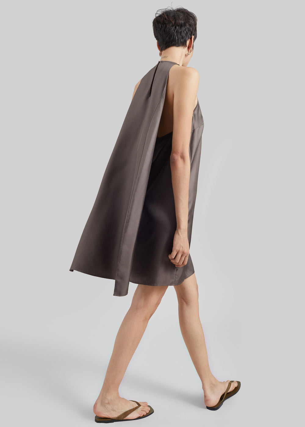 Loulou de Saison Bruna Cape Dress - Dark Brown - 1