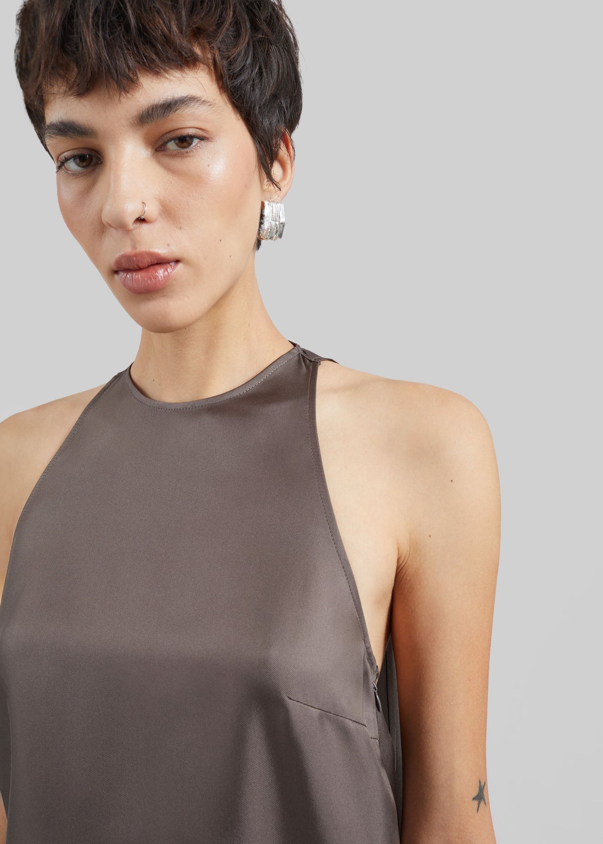 Loulou de Saison Bruna Cape Dress - Dark Brown - 4
