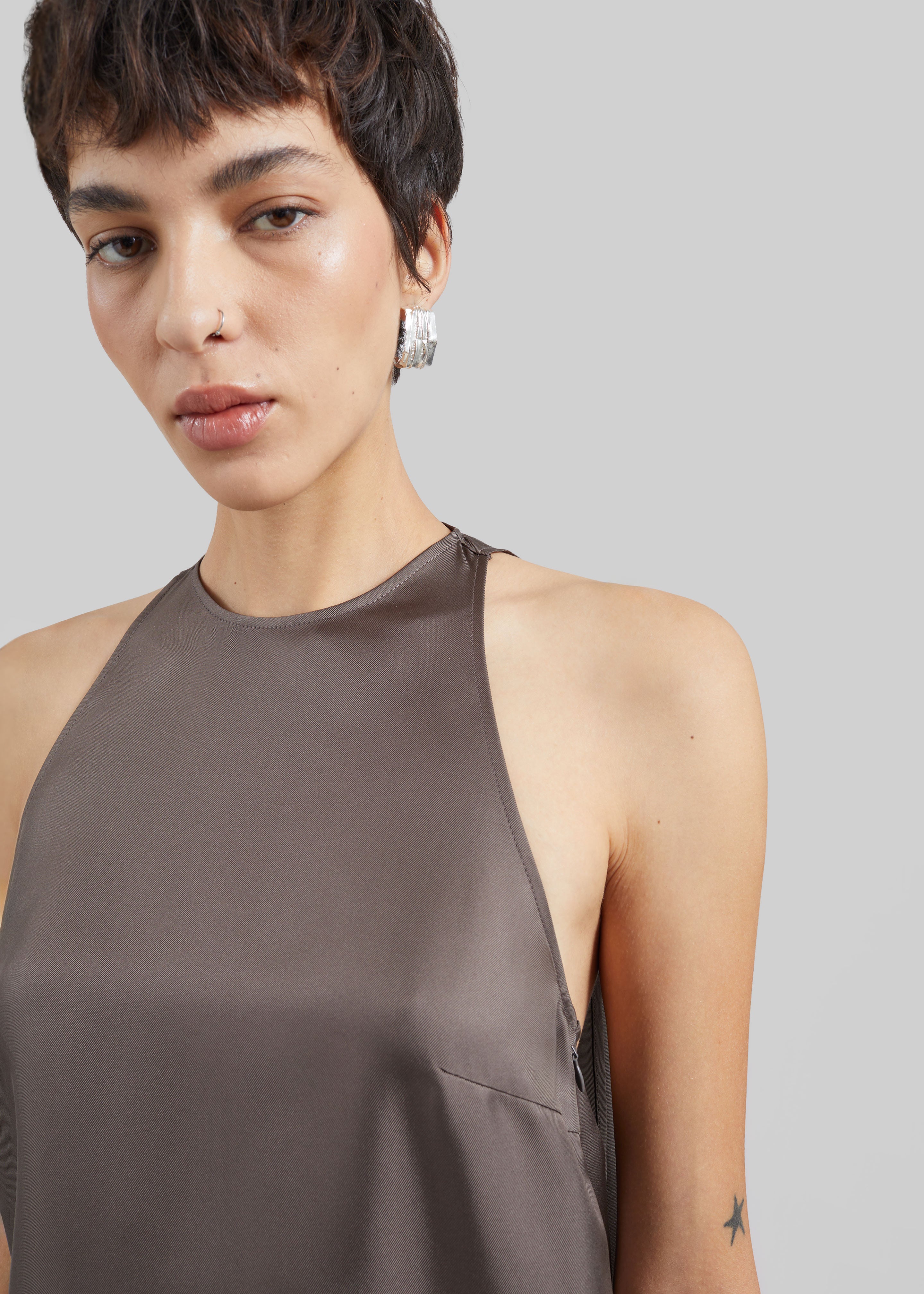 Loulou de Saison Bruna Cape Dress - Dark Brown - 4
