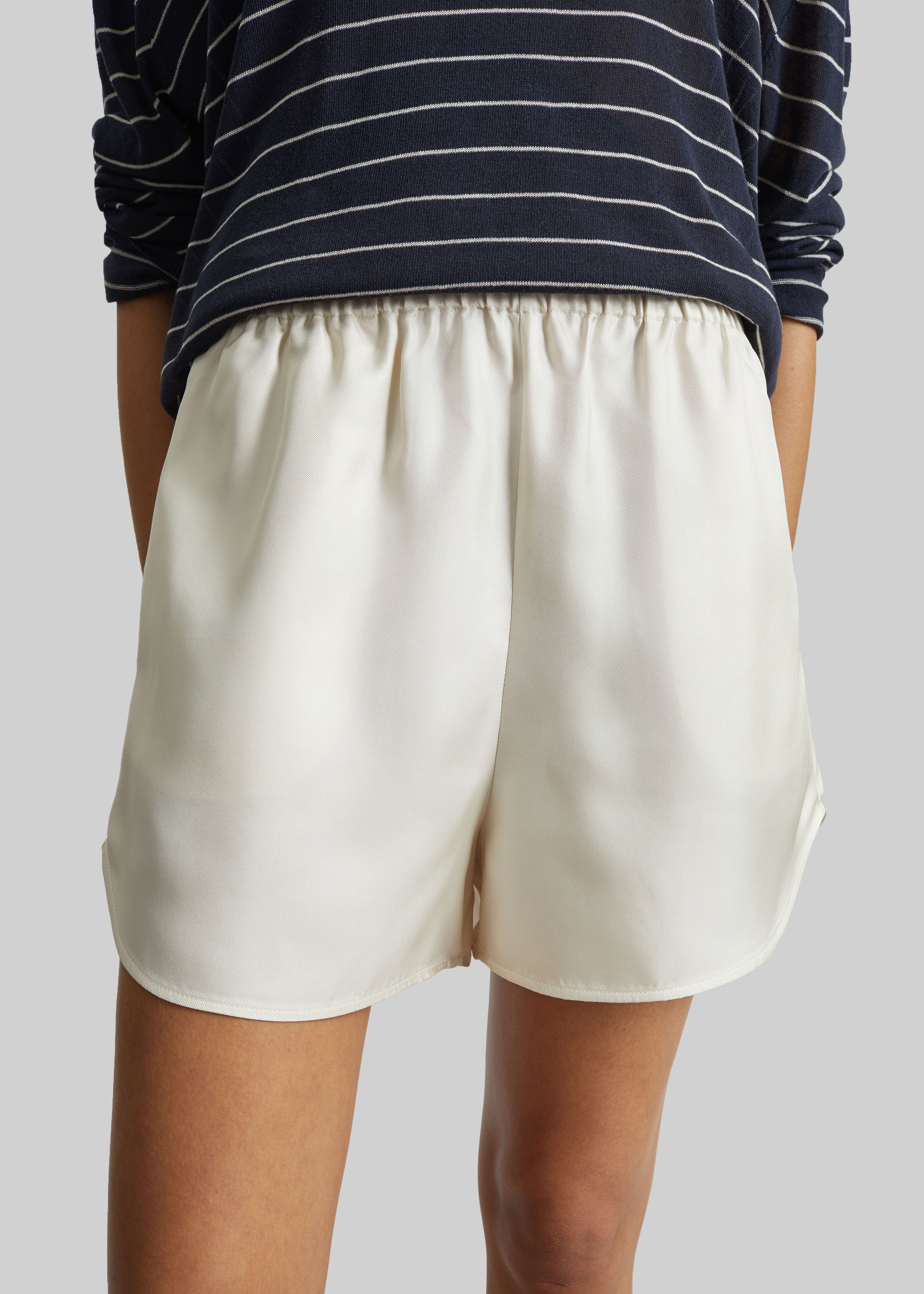 Loulou de Saison Cabo Elasticated Silk Shorts - Ivory - 4