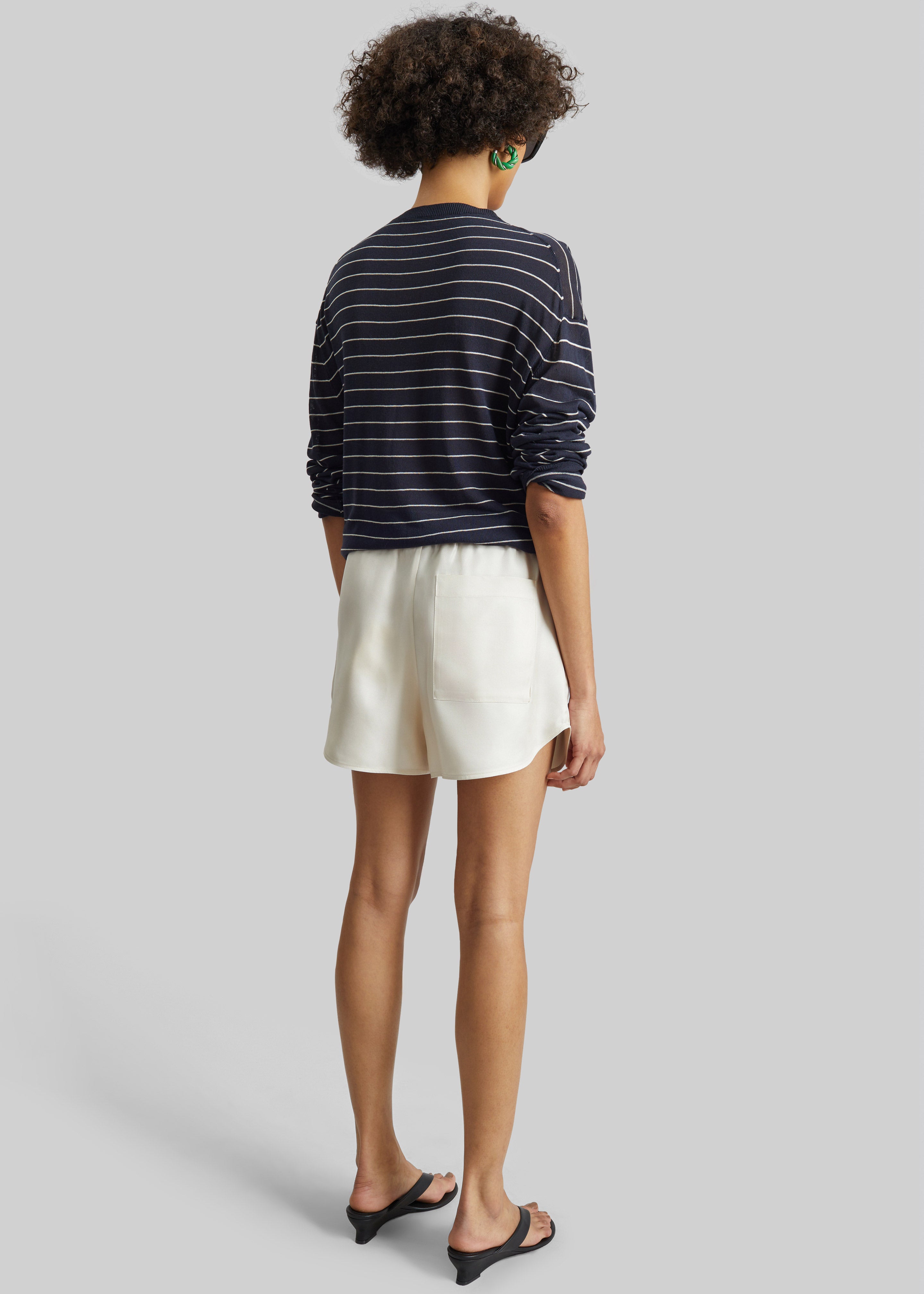 Loulou de Saison Cabo Elasticated Silk Shorts - Ivory - 6