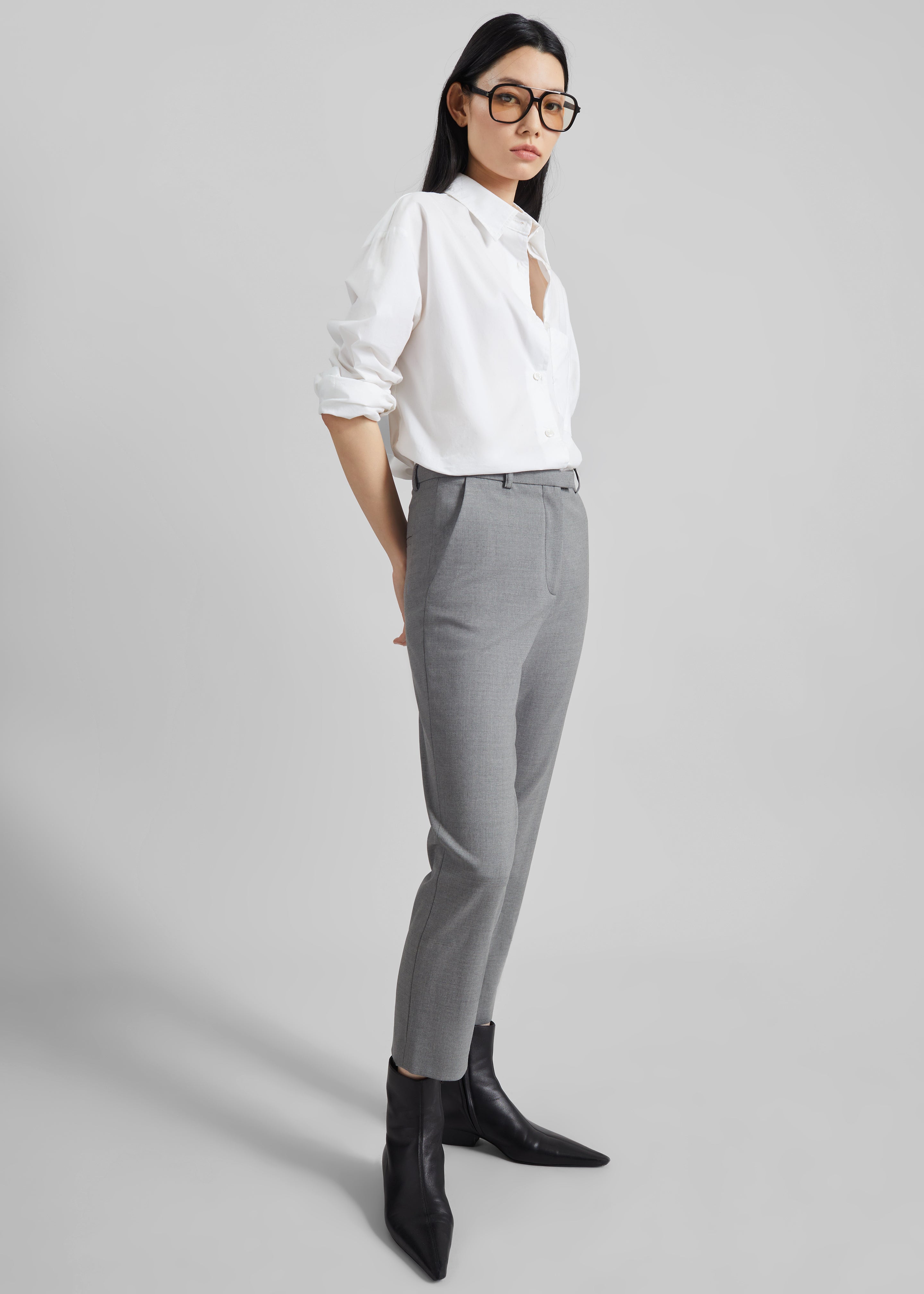 Loulou de Saison Carlo Straight Leg Pants - Grey - 3
