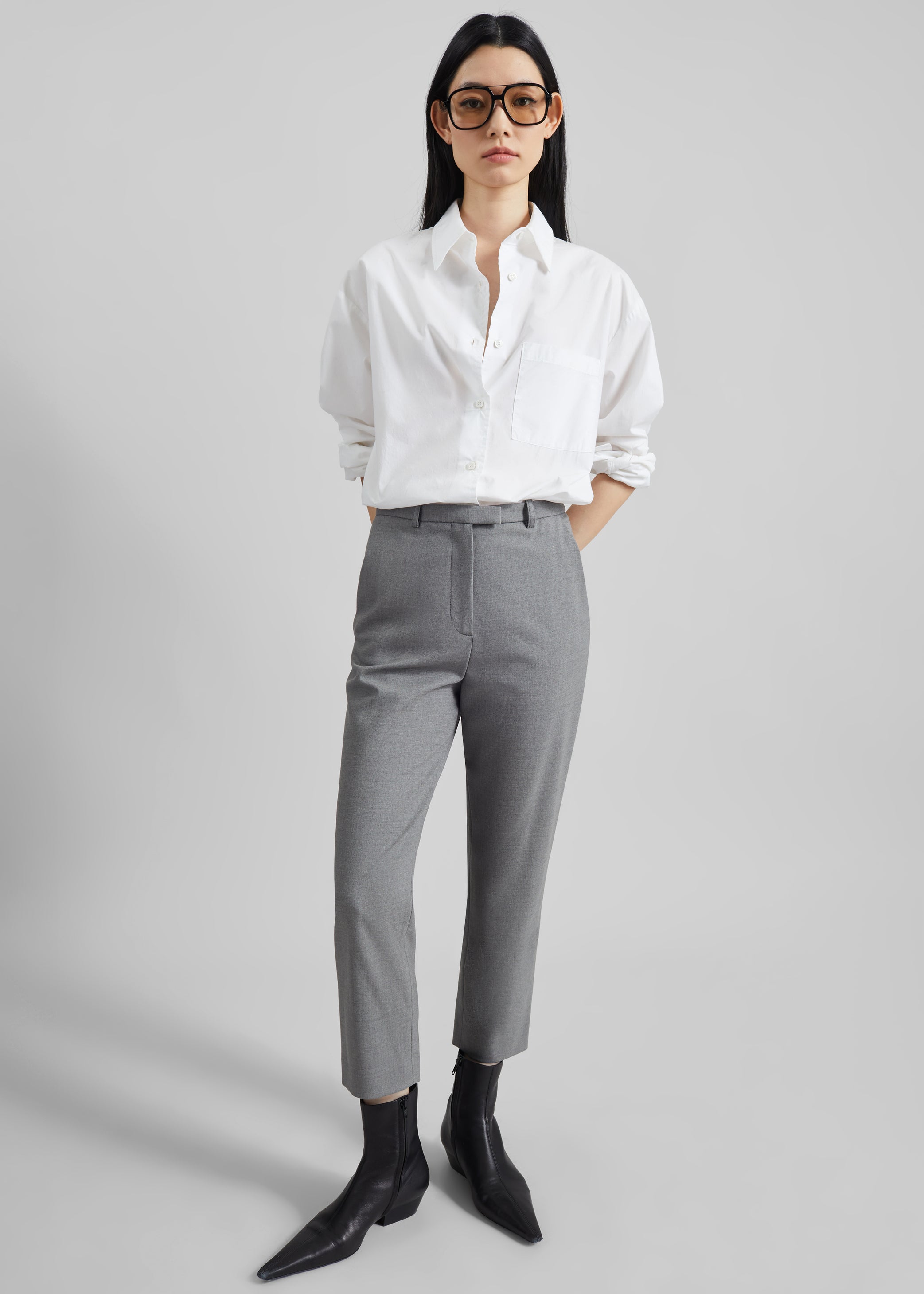 Shop the look image for Loulou de Saison Carlo Straight Leg Pants - Grey