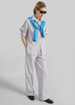 Loulou de Saison Cisco Striped Cotton Trousers - Dark Red/Light Blue