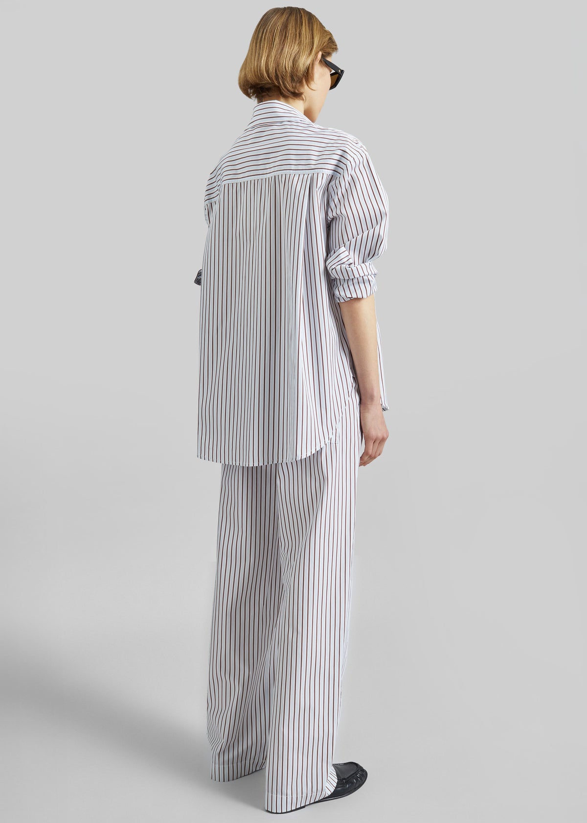 Loulou de Saison Cisco Striped Cotton Trousers - Dark Red/Light Blue - 4