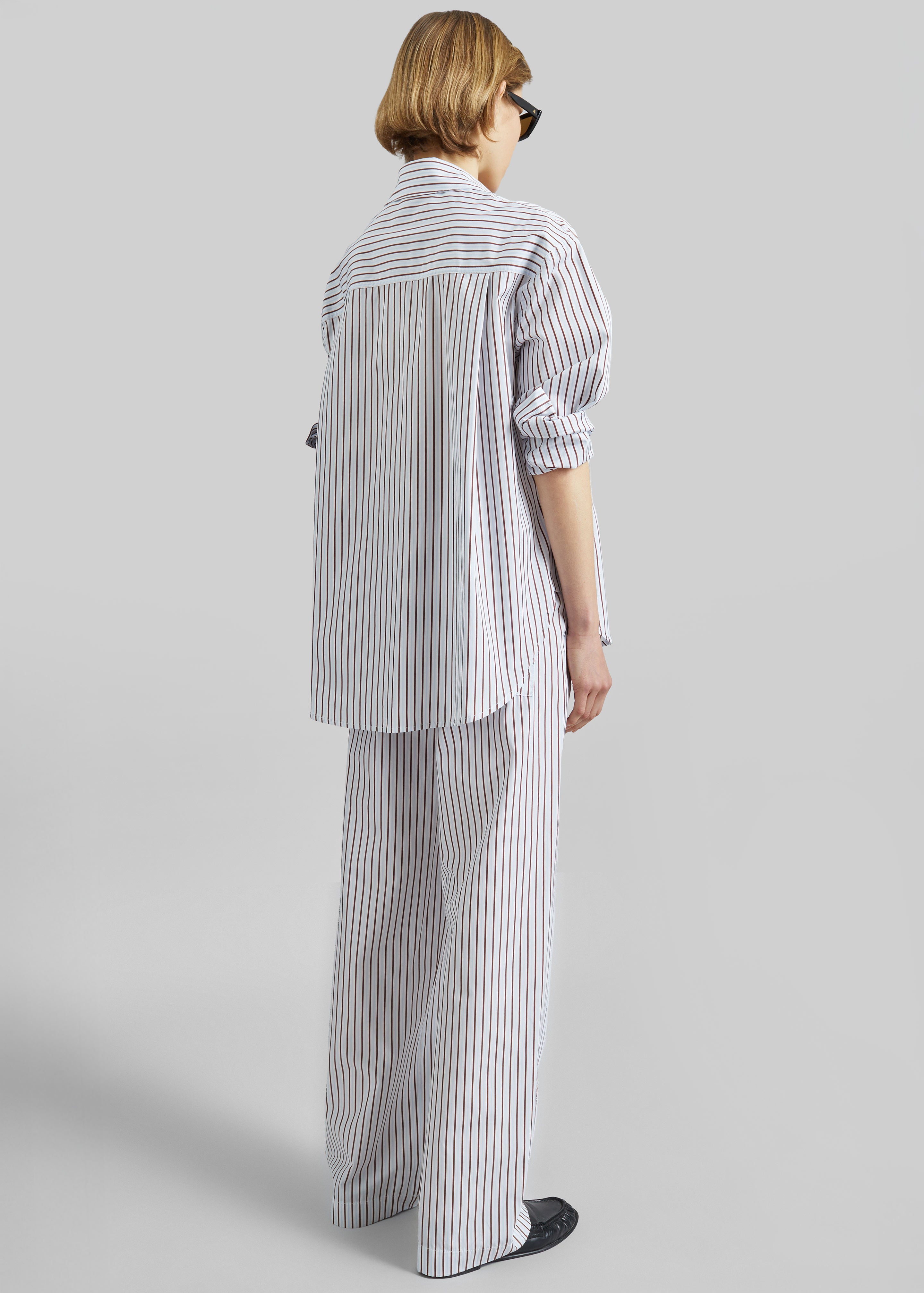 Loulou de Saison Cisco Striped Cotton Trousers - Dark Red/Light Blue - 4