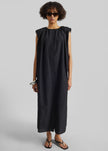 Loulou De Saison Cora Midi Cotton Silk Voile Dress - Black