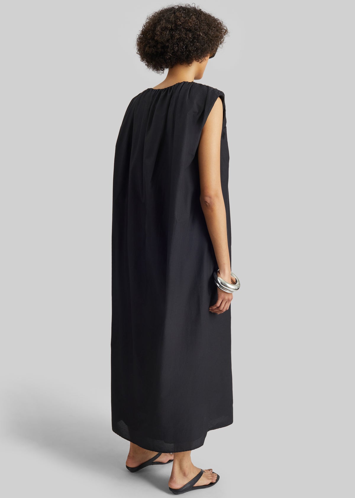 Loulou De Saison Cora Midi Cotton Silk Voile Dress - Black - 5