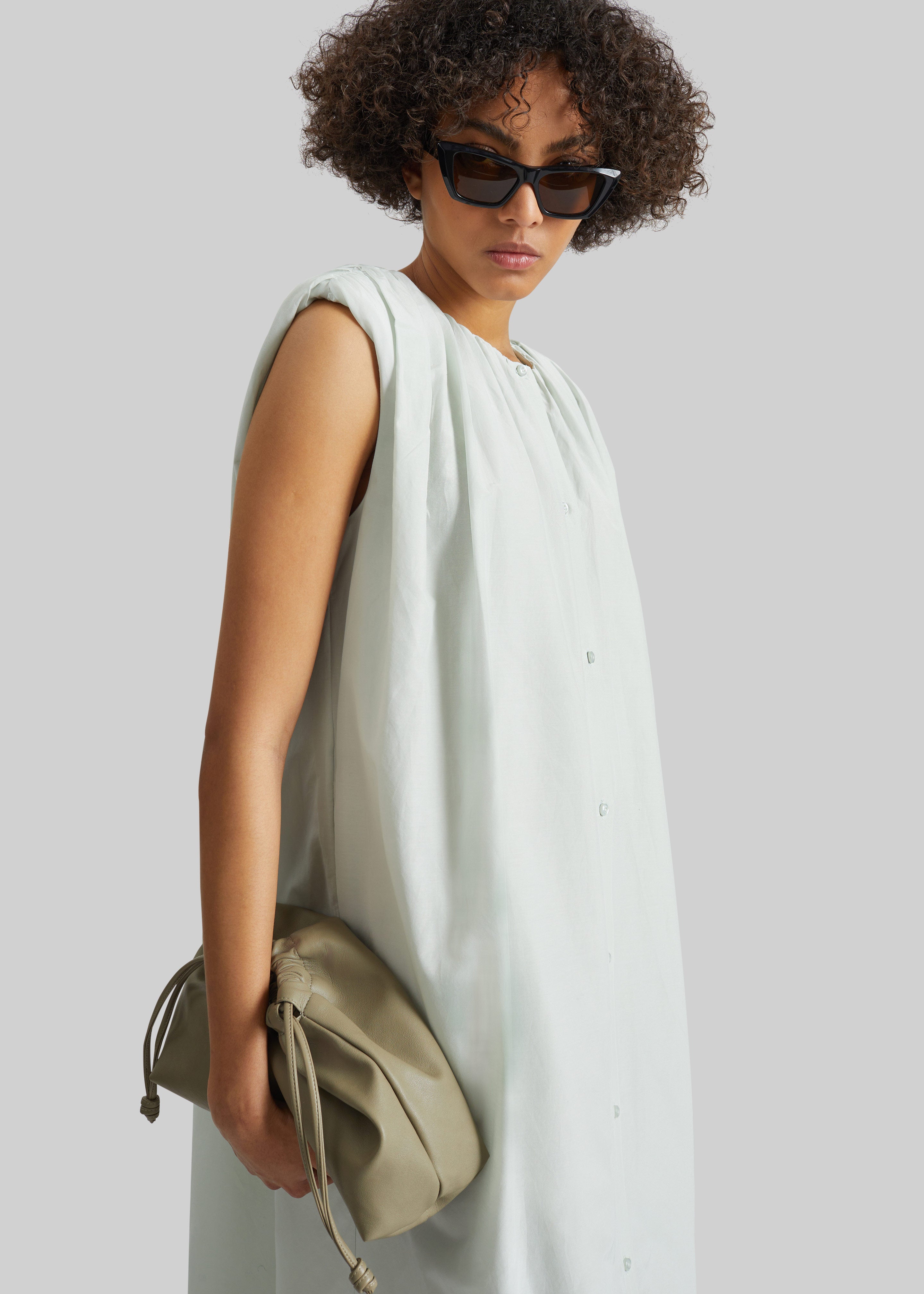 Loulou de Saison Cora Midi Cotton Silk Voile Dress - Mist - 1