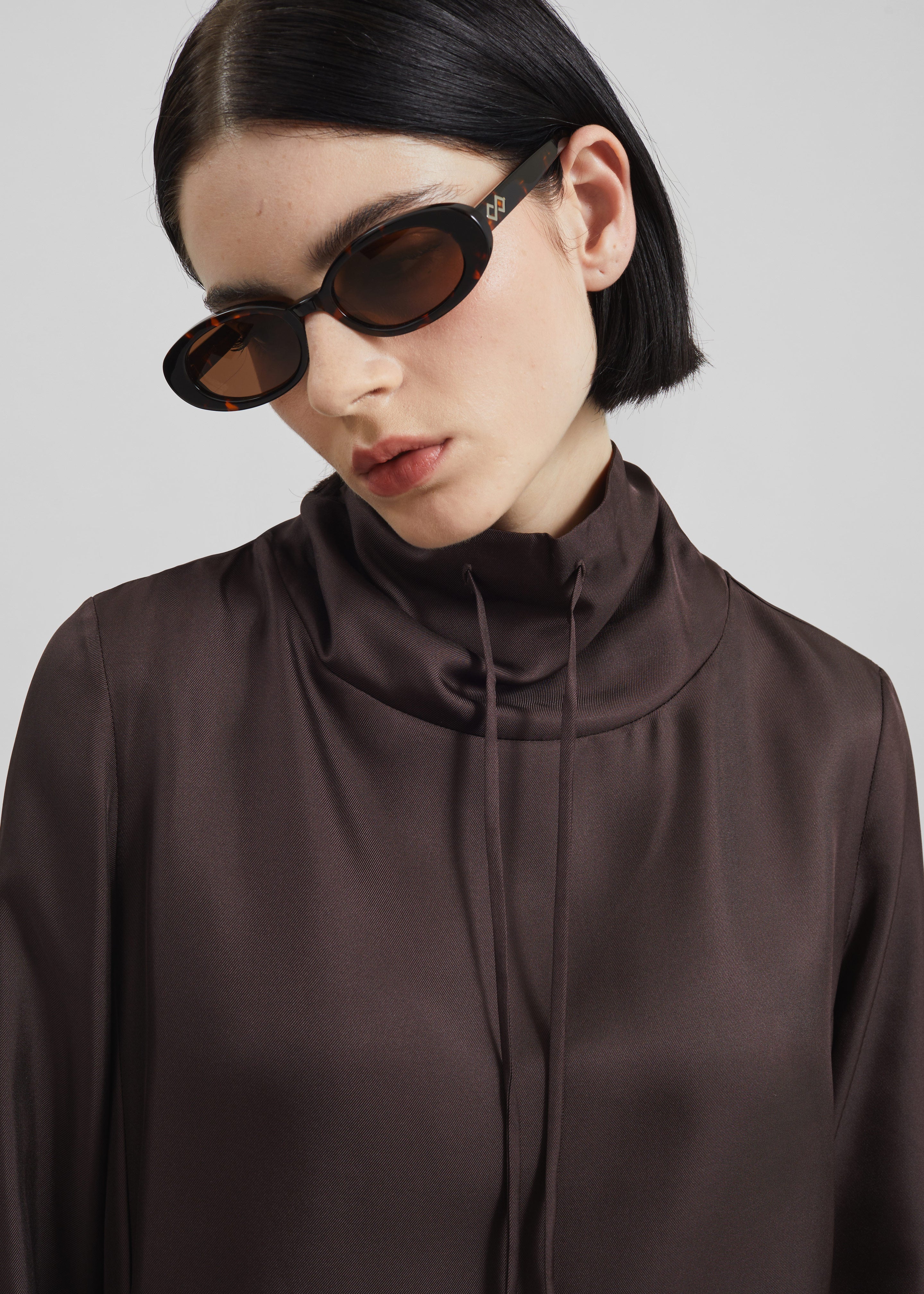 Loulou de Saison Cyna Silk Top - Brown - 2