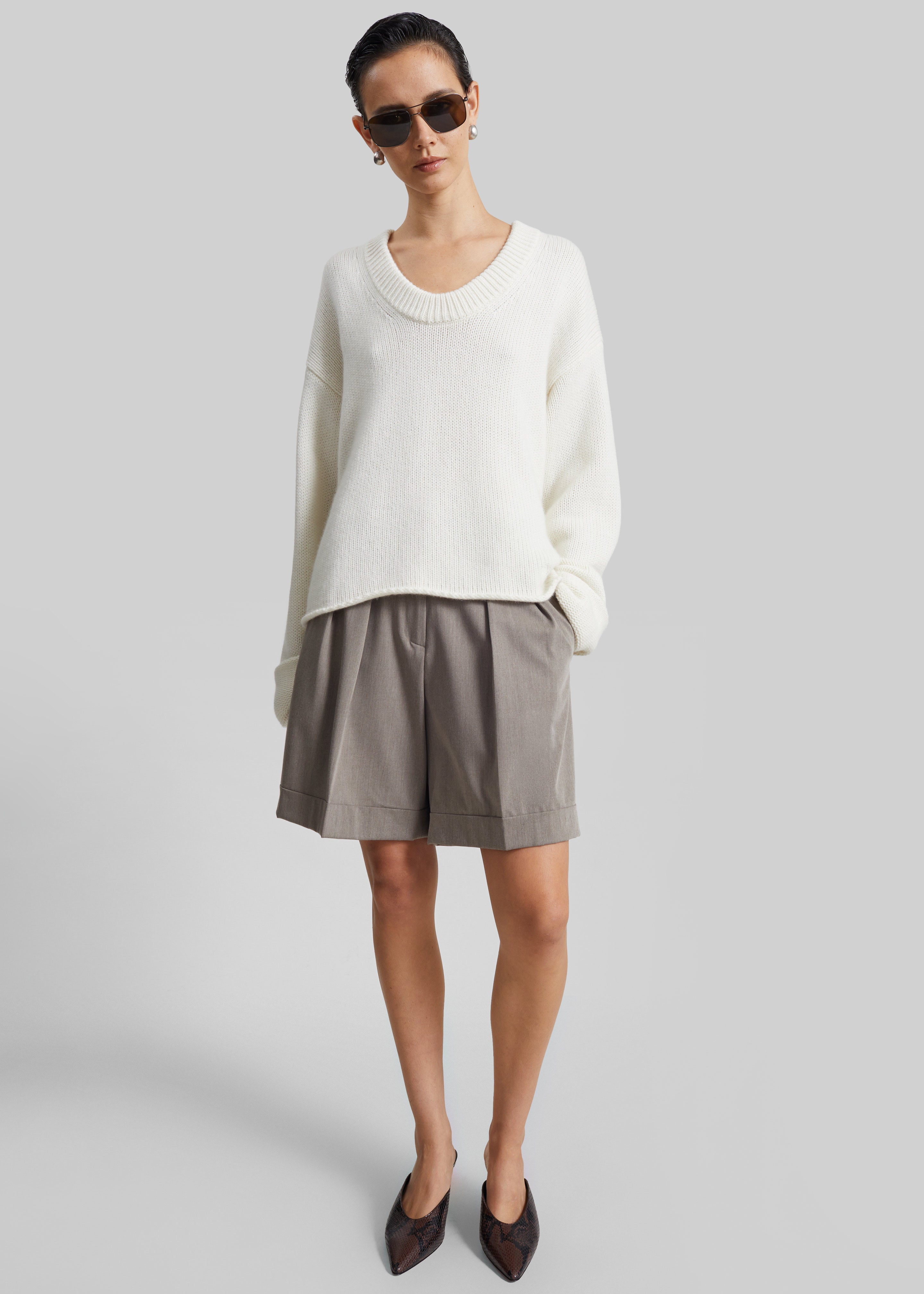 Loulou de Saison Derry Lds U-Neck Sweater - Ivory - 1