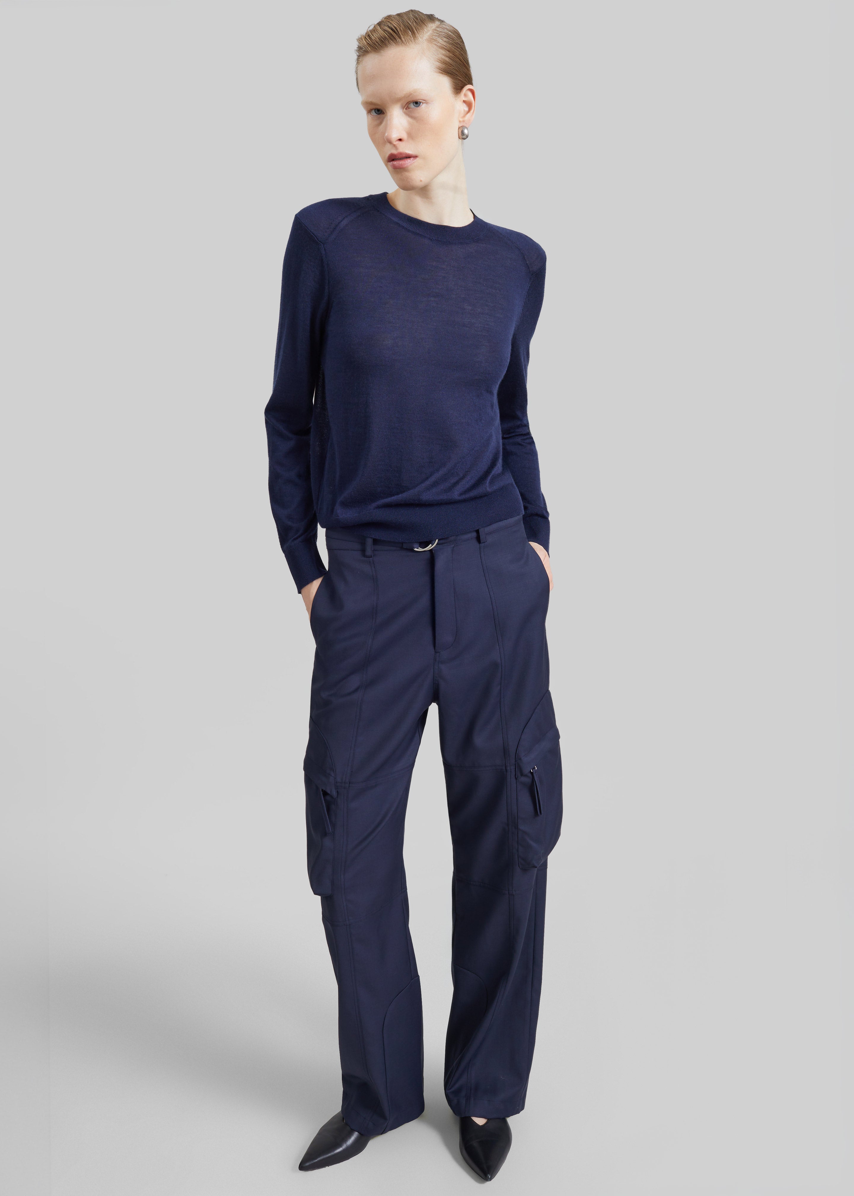 Loulou de Saison Ditto Fine Knit Cashmere Sweater - Navy - 2