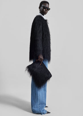 Loulou De Saison Evano Fringed Clutch - Black