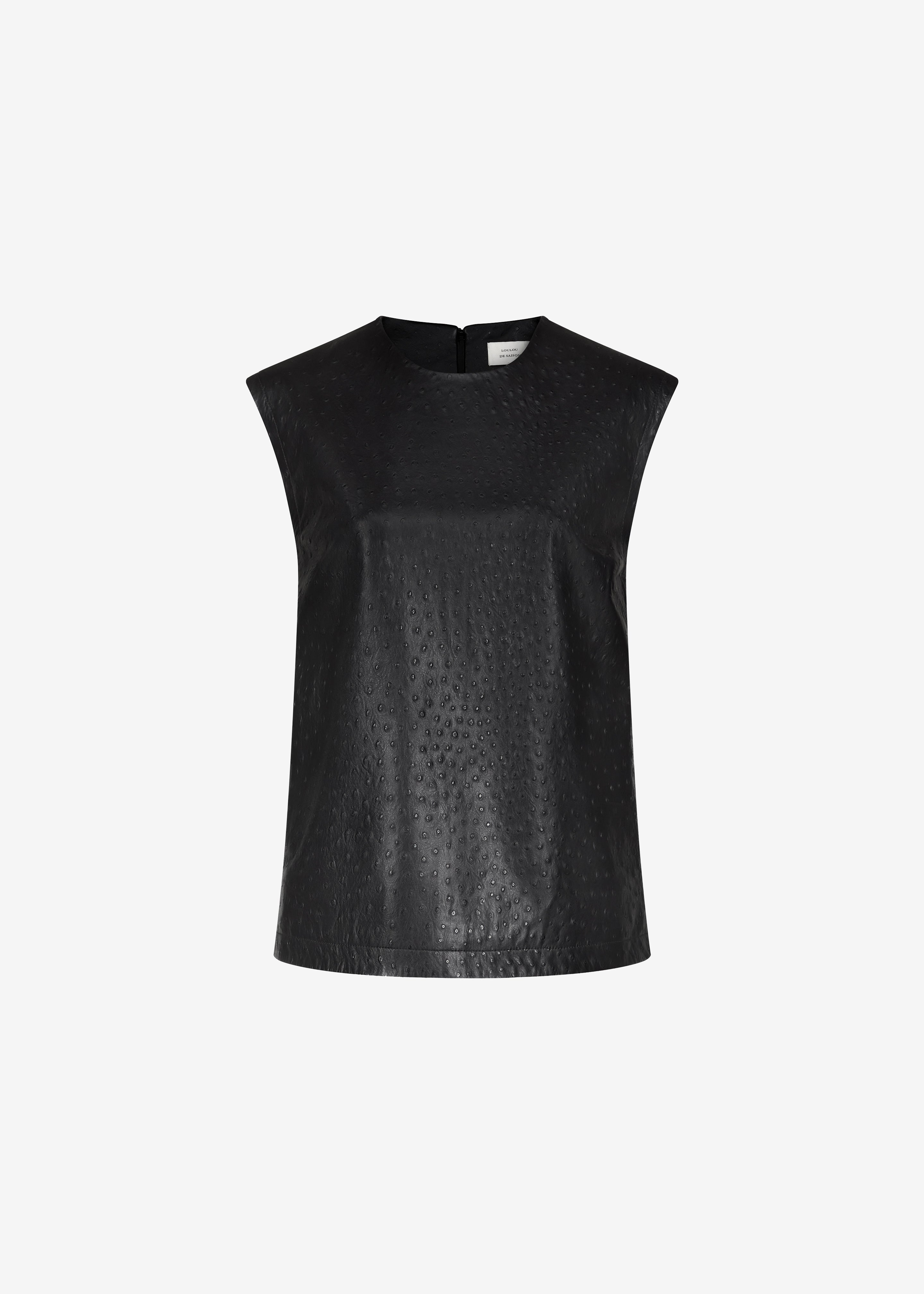 Loulou De Saison Fiza Ostrich-Effect Leather Top - Black - 6