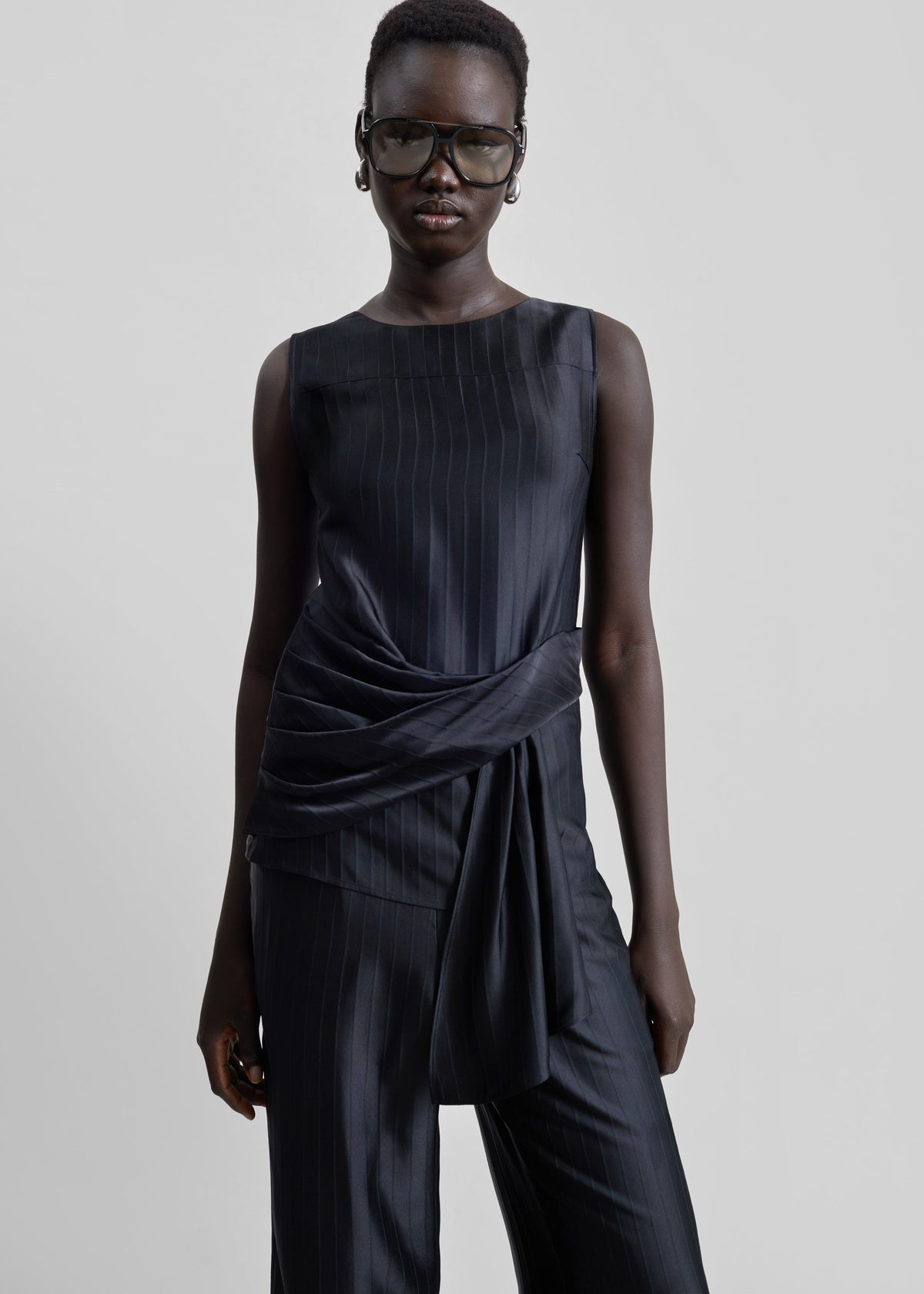 Loulou De Saison Fonda Draped Top - Black - 1