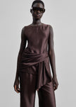 Loulou De Saison Fonda Draped Top - Dark Brown
