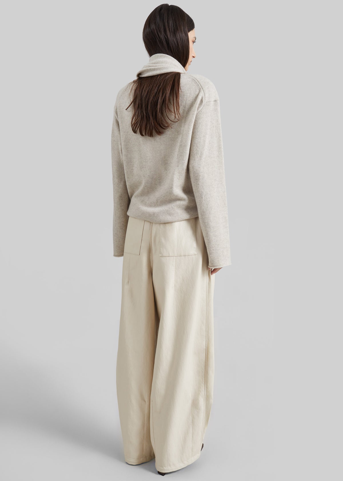 Loulou de Saison Frances Cashmere Scarf Sweater - Beige Melange