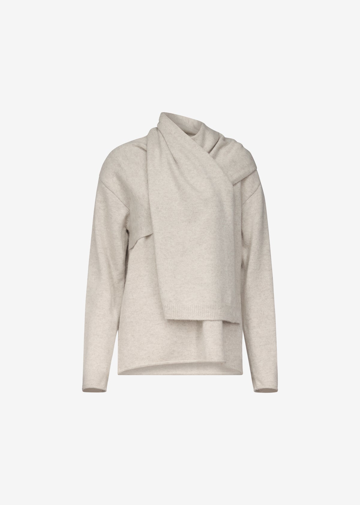 Loulou de Saison Frances Cashmere Scarf Sweater - Beige Melange