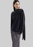 Loulou de Saison Frances Cashmere Scarf Sweater - Charcoal