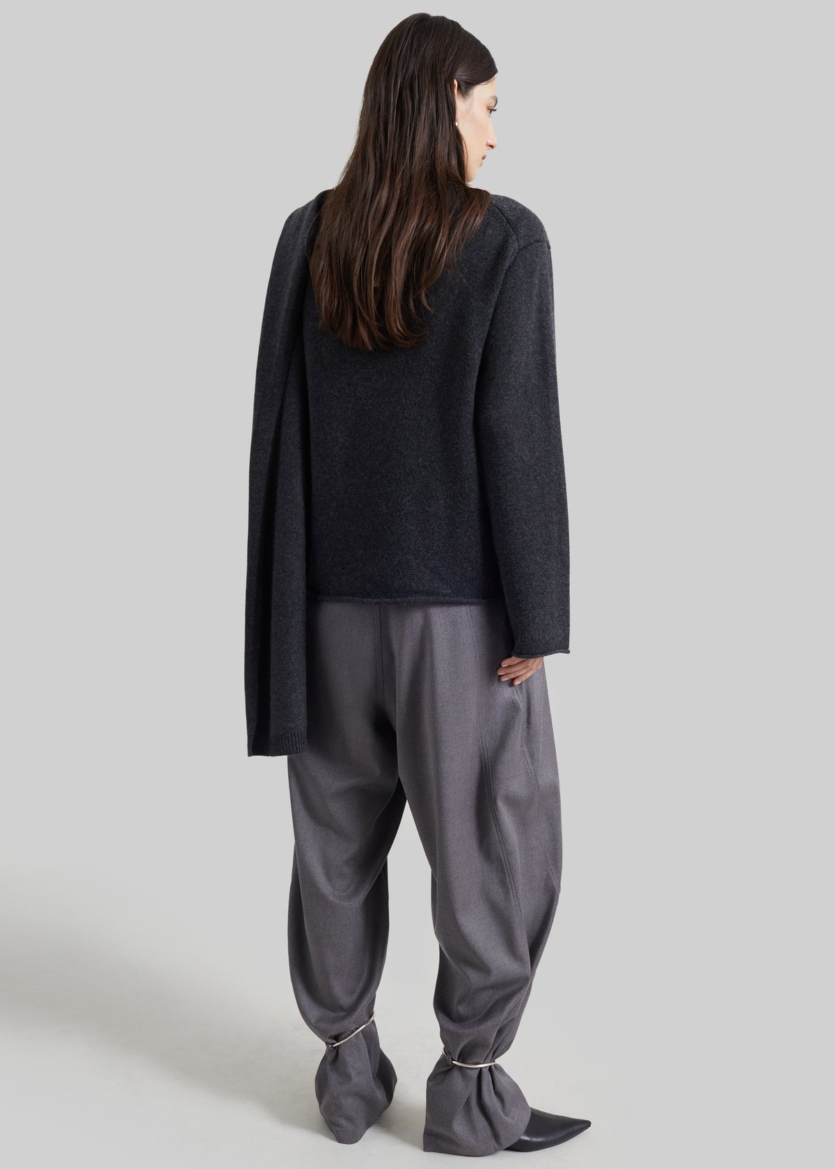 Loulou de Saison Frances Cashmere Scarf Sweater - Charcoal